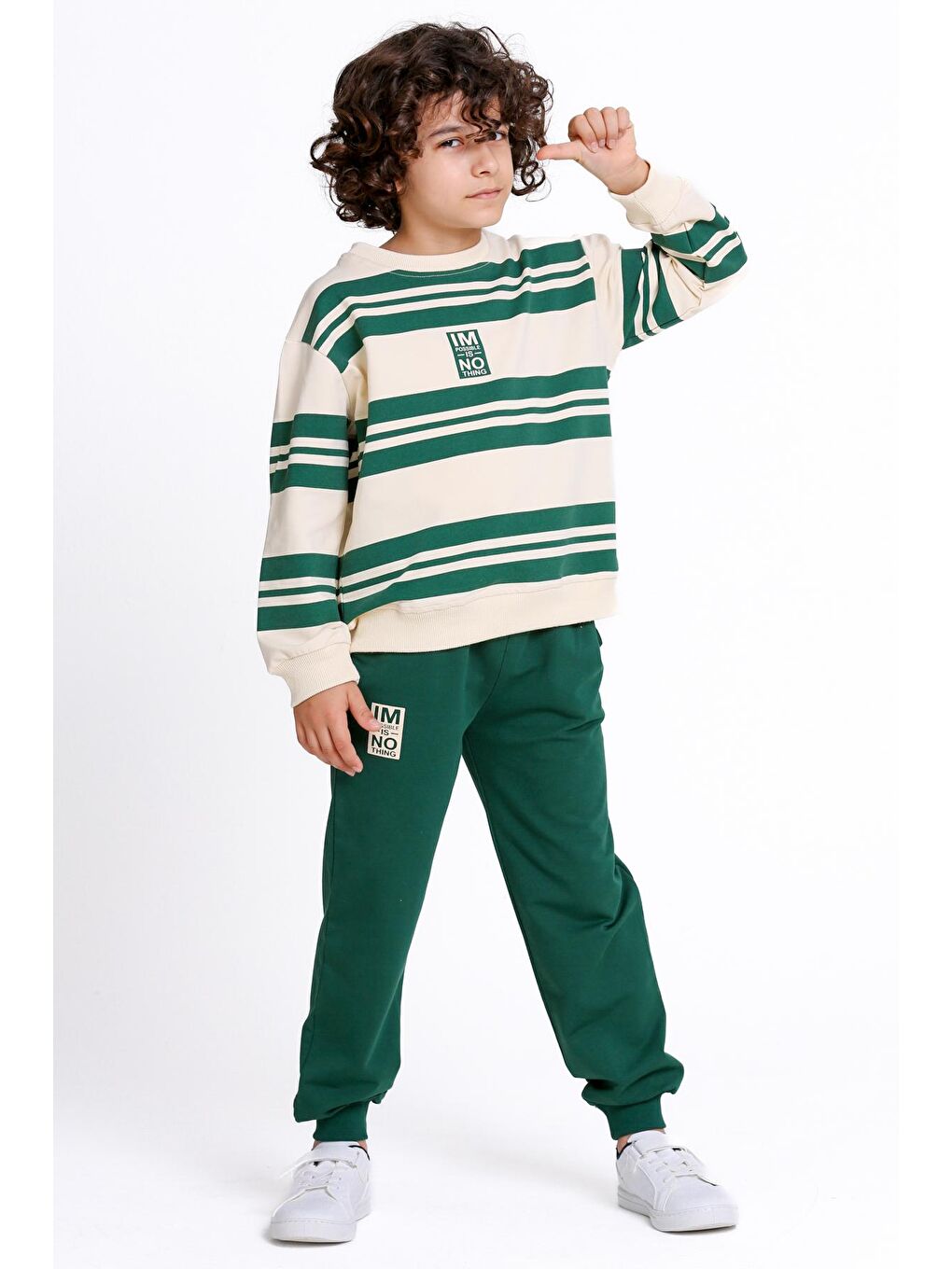 Erkek Çocuk Yeşil Im Possible Is No Thing Baskı 5-9 Yaş Takım - 23306-3-1