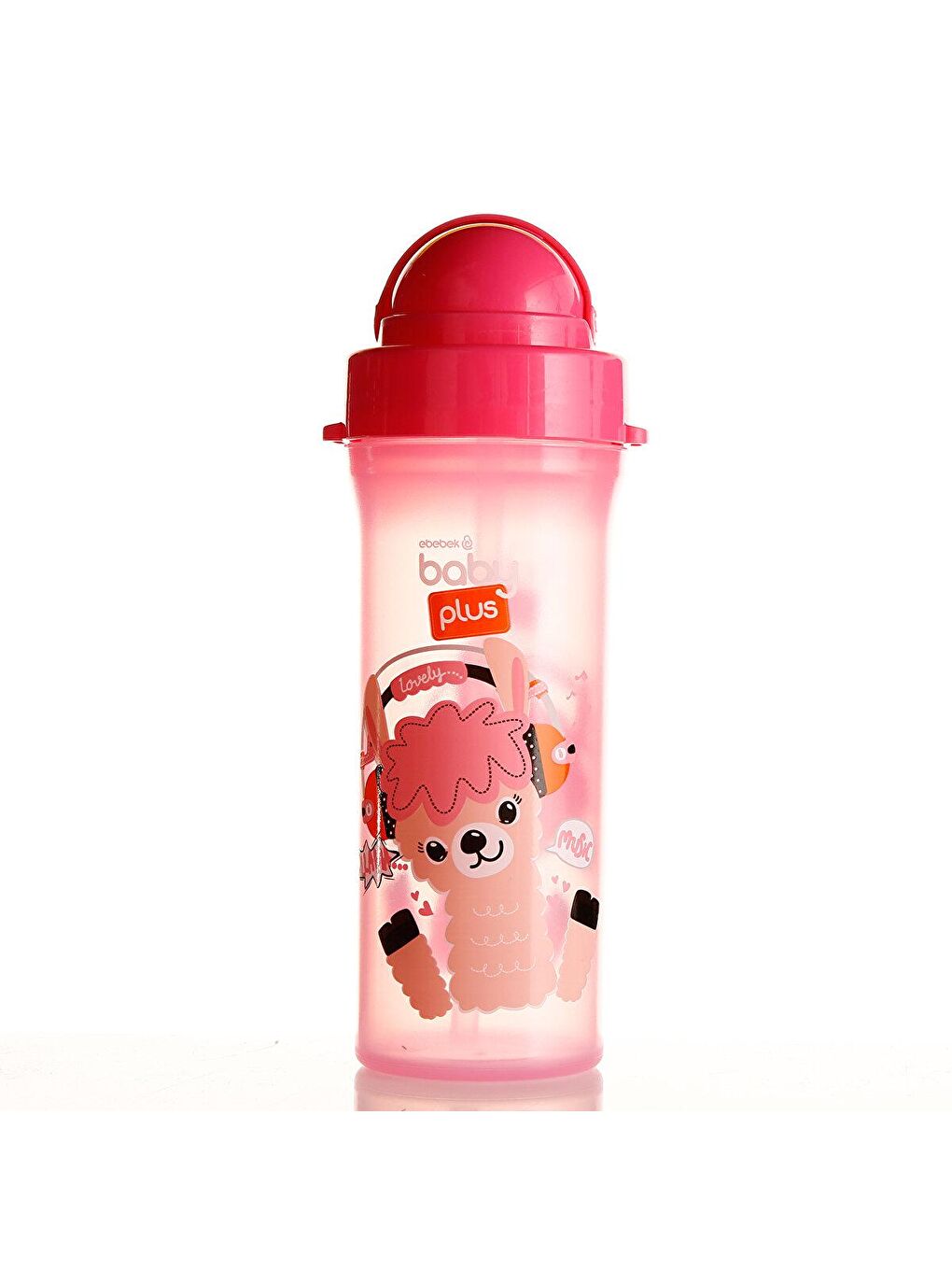 baby plus Desenli Pipetli Bebek Su Matarası 300 ml Pembe - 2