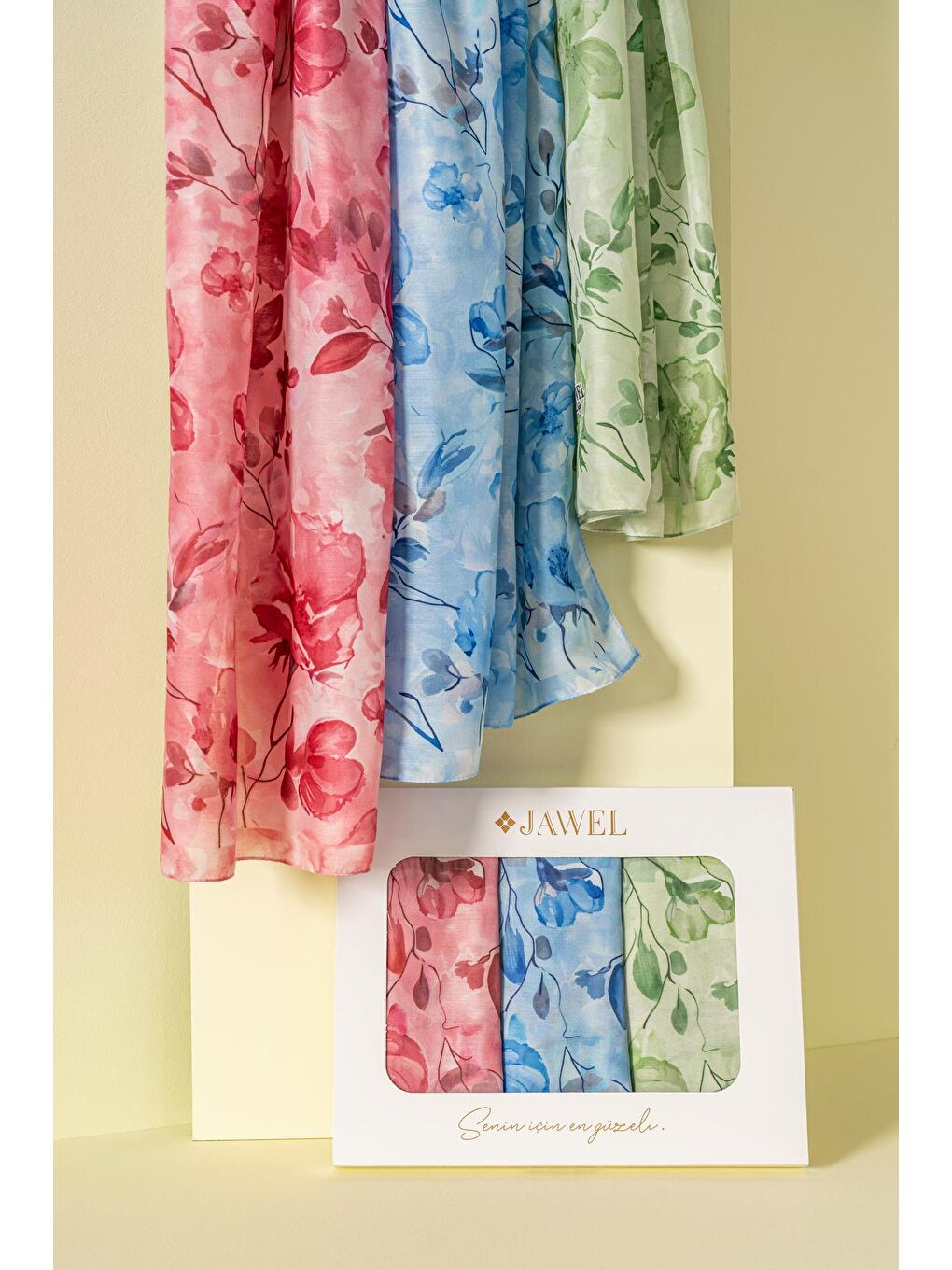 Karışık Kadın Pachira Soft Şal Paketi (Yeşil-İndigo-Krem Bordo)