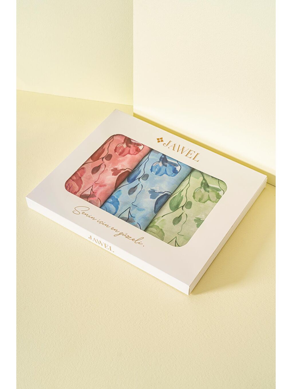 Karışık Kadın Pachira Soft Şal Paketi (Yeşil-İndigo-Krem Bordo)-1