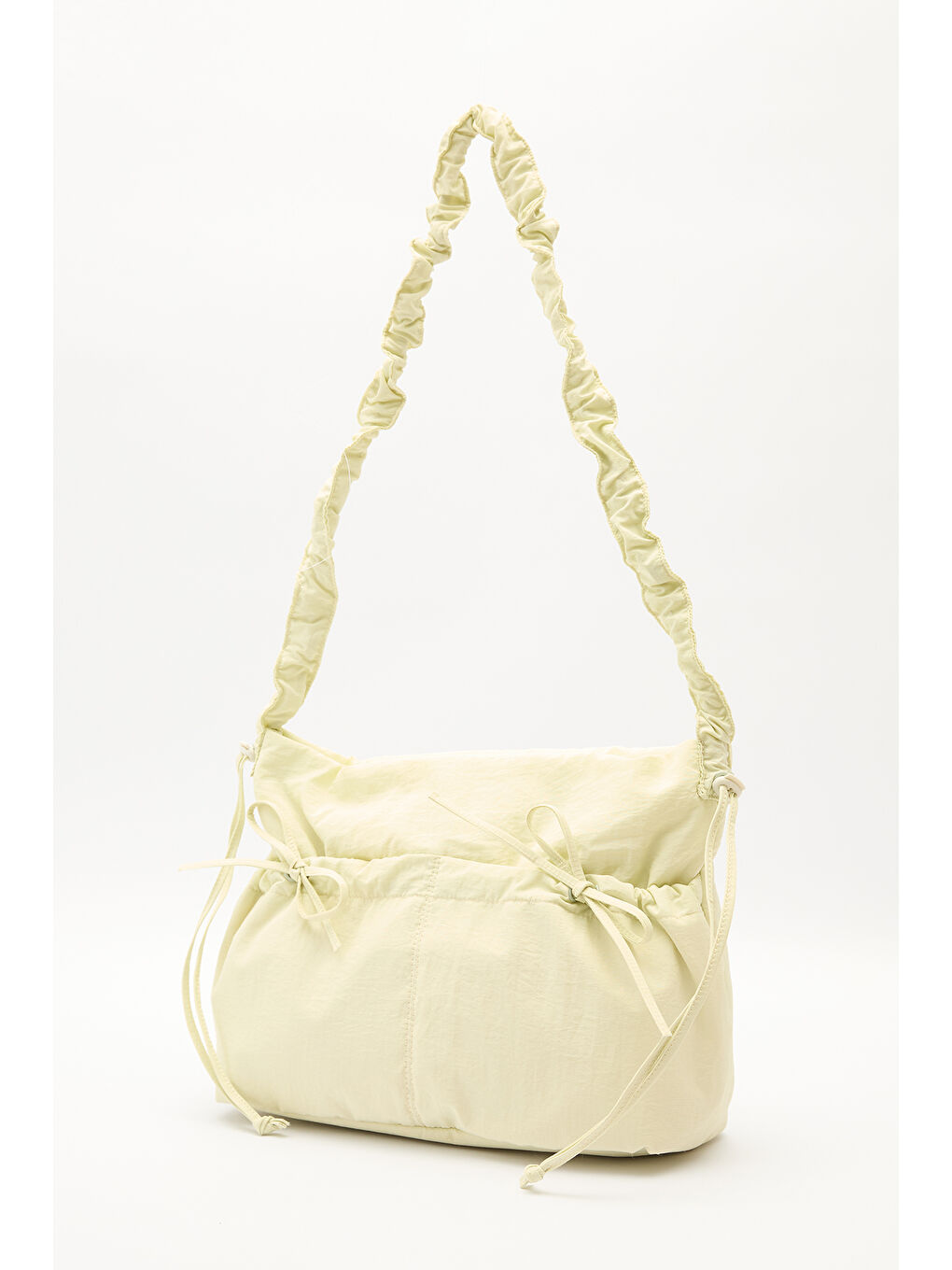 Büzgü Detaylı Tote Çanta Sarı-2