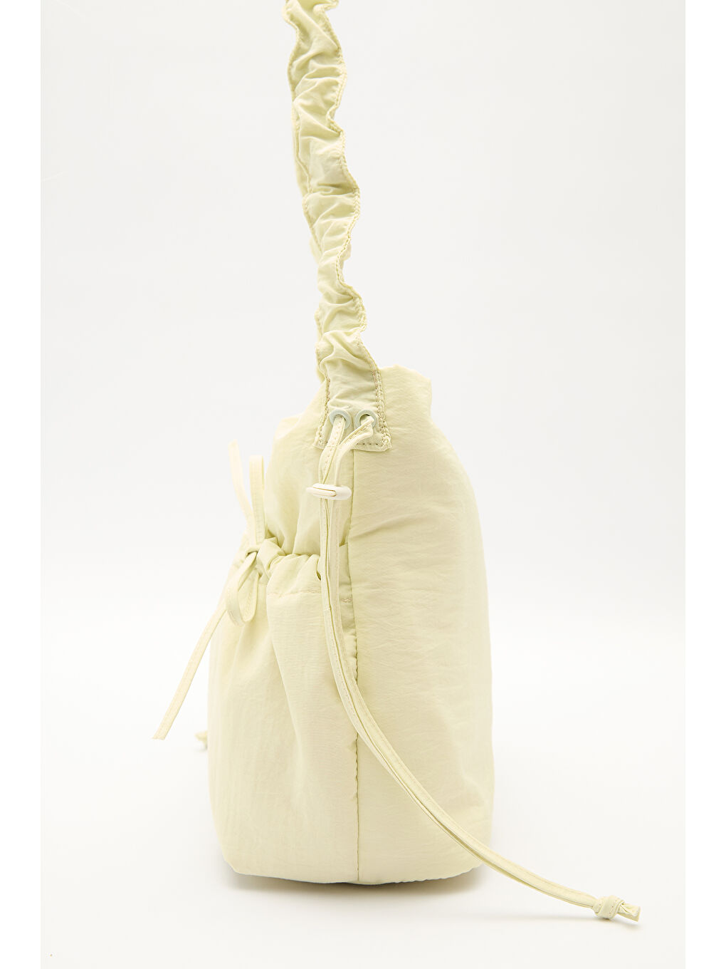 Büzgü Detaylı Tote Çanta Sarı-3