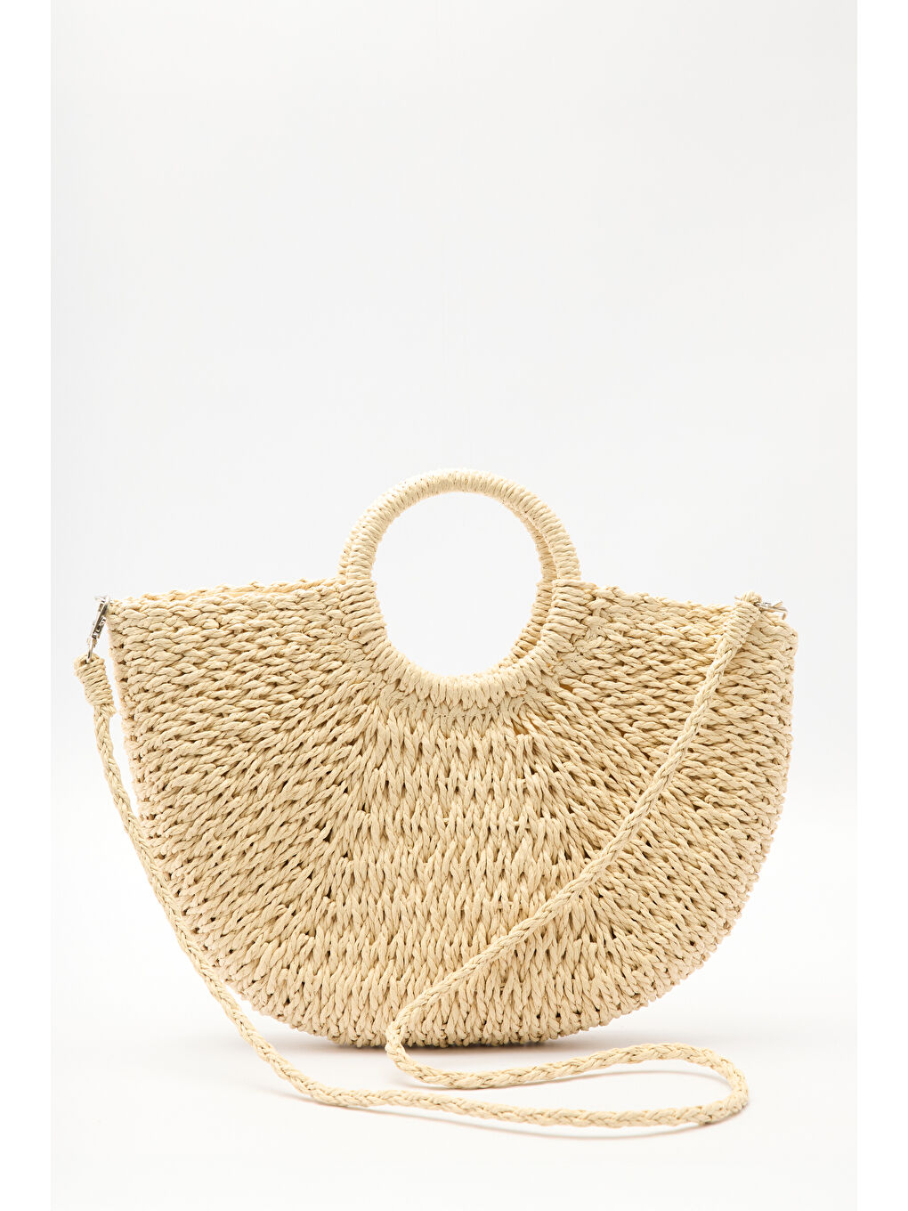 Medıum Hasır El Çantası Bej-2