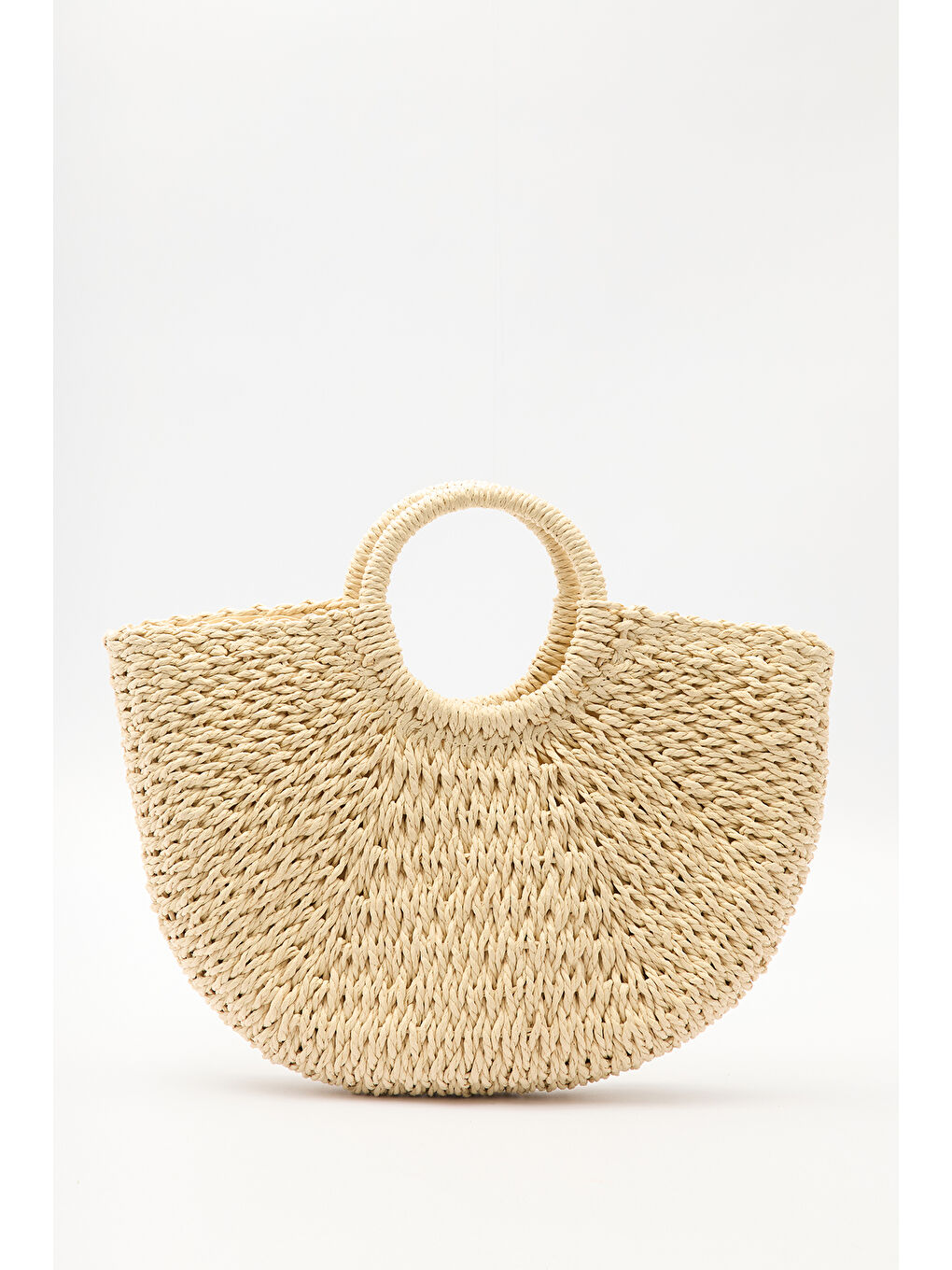 Medıum Hasır El Çantası Bej-3