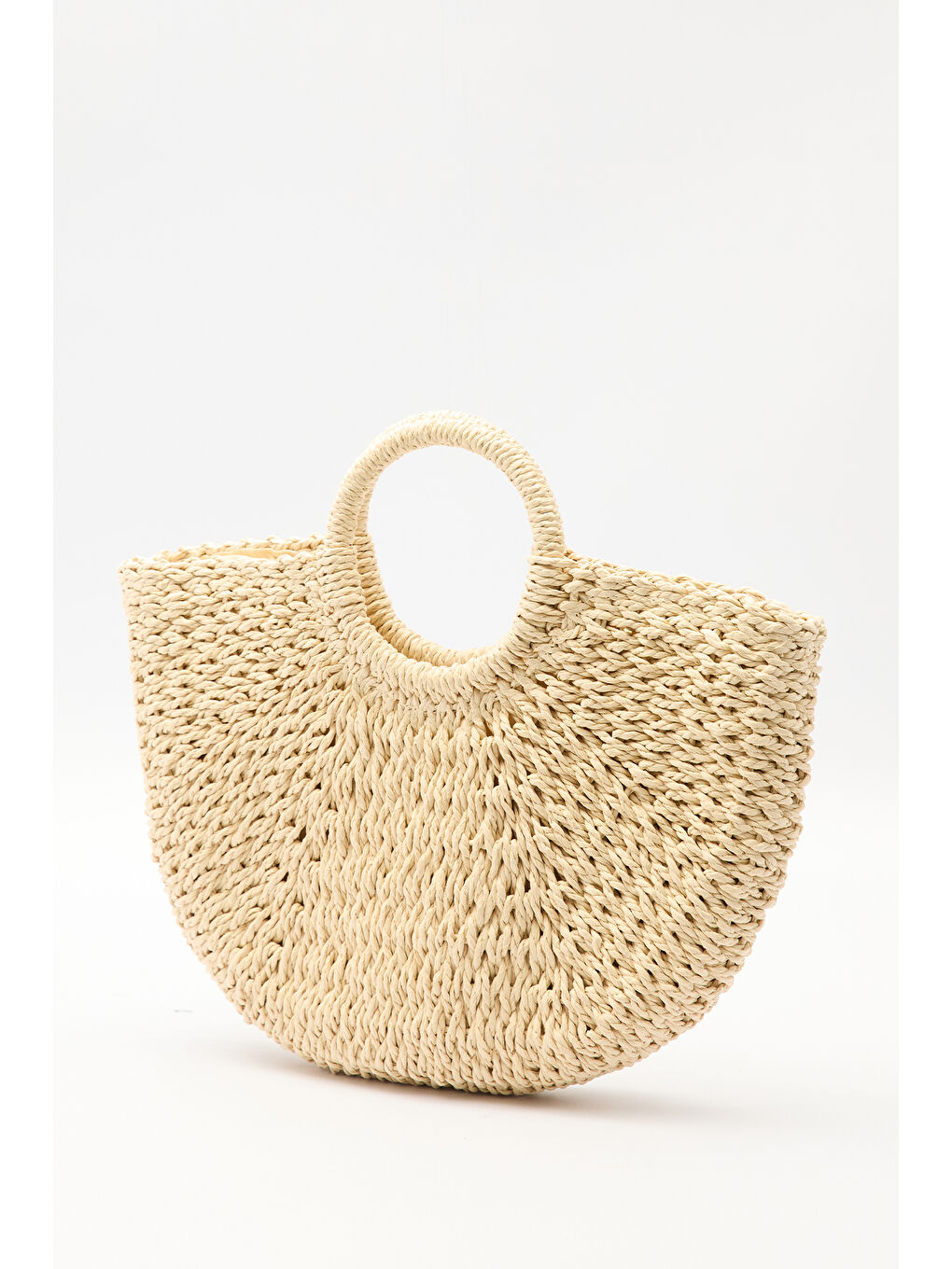 Medıum Hasır El Çantası Bej-4