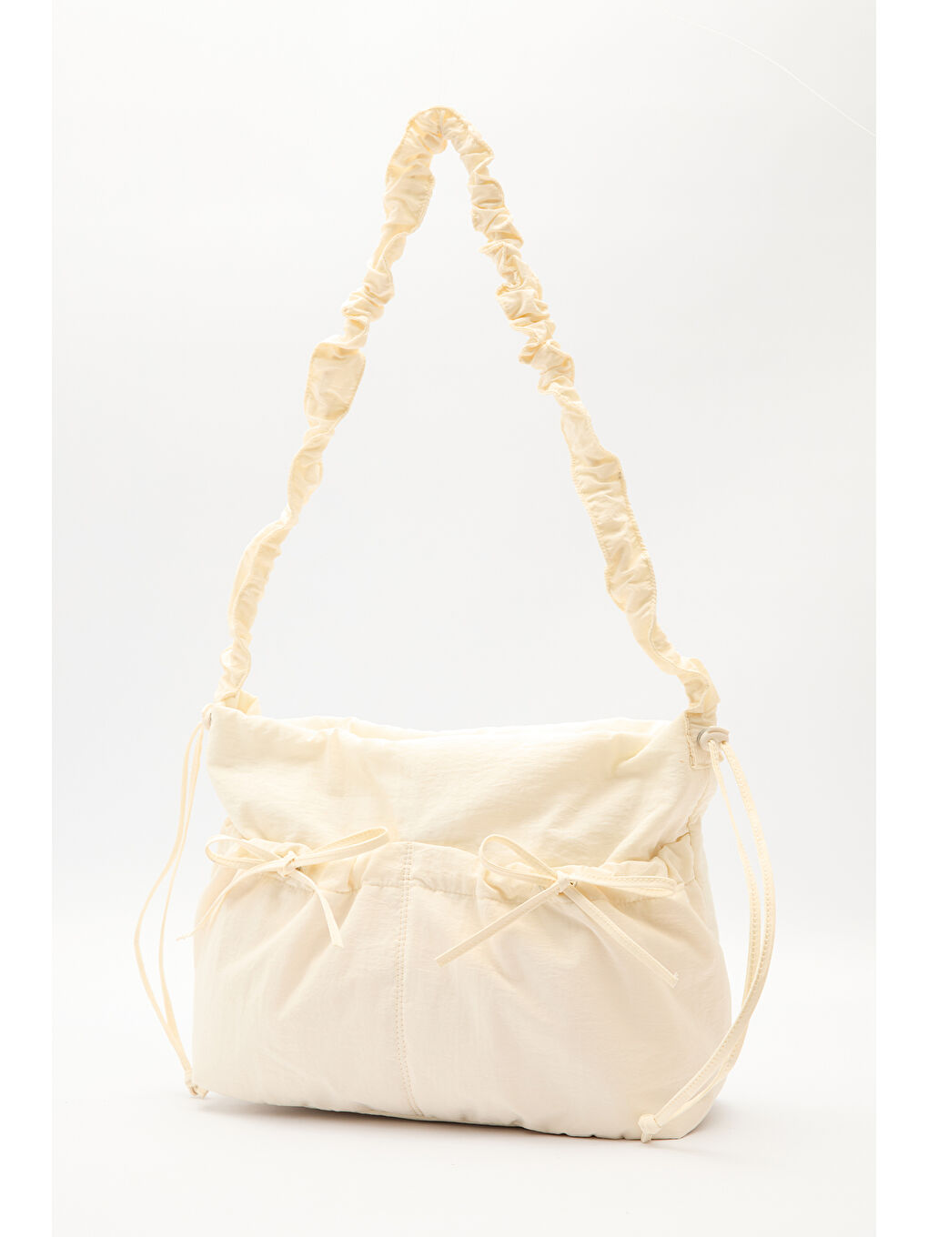 Bej Büzgü Detaylı Tote Çanta Vanilya-4