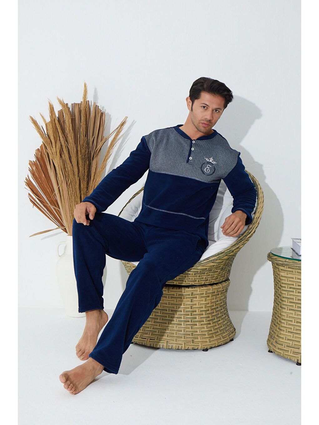 Lacivert Jakarli Pijama Takim 8854 -4