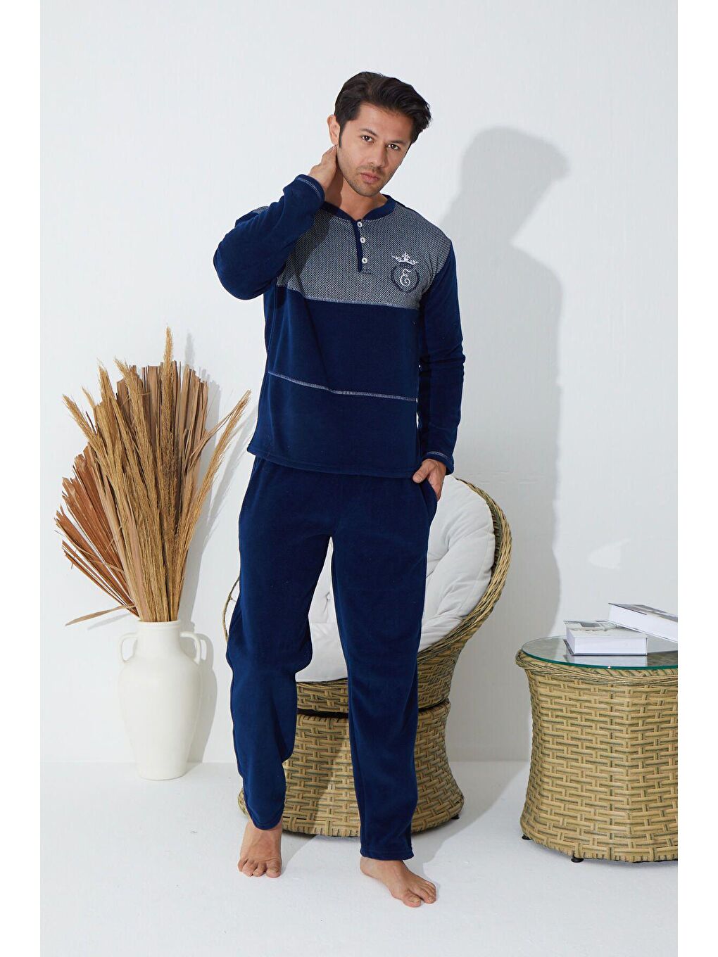 Lacivert Jakarli Pijama Takim 8854 -4-1