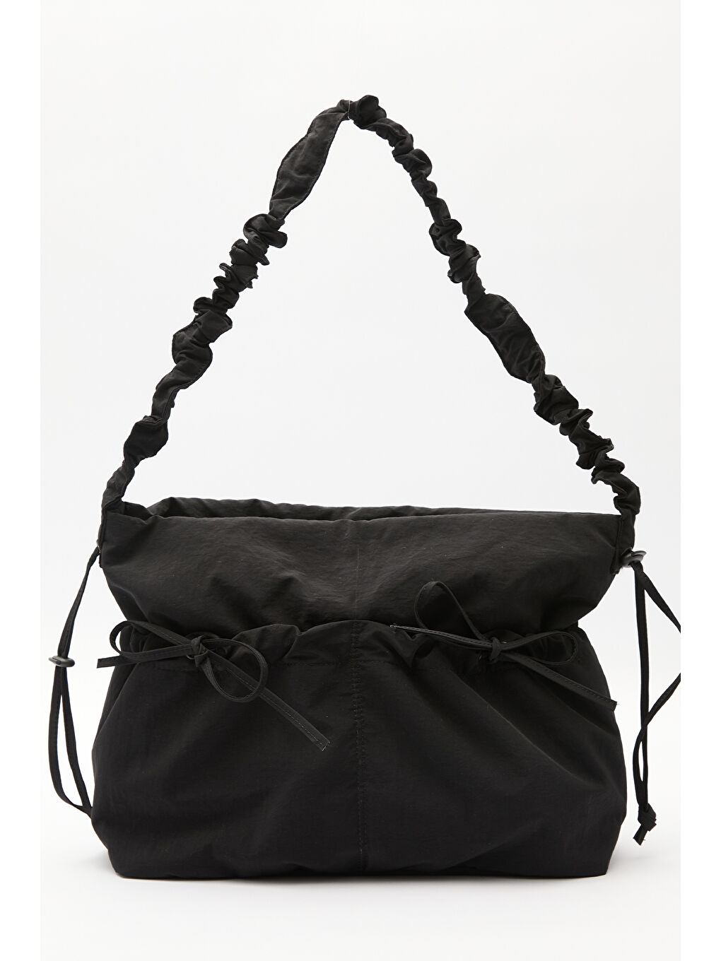 Büzgü Detaylı Tote Çanta Siyah-3