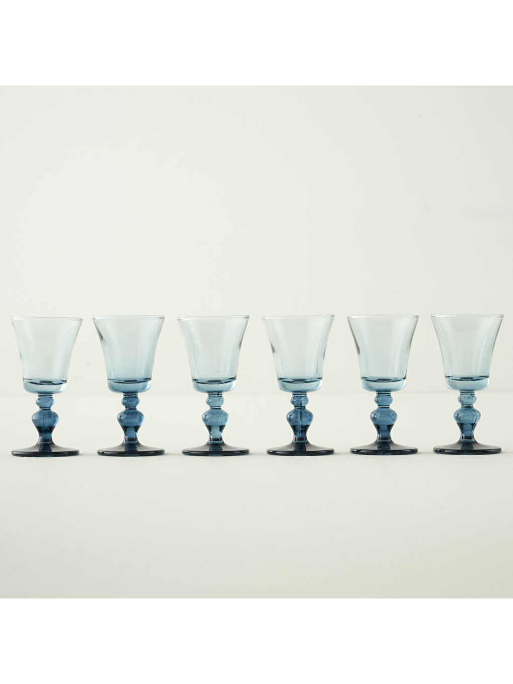 Colored 6'lı Ayaklı Kahve Yanı Su Bardağı Mavi (47 cc)