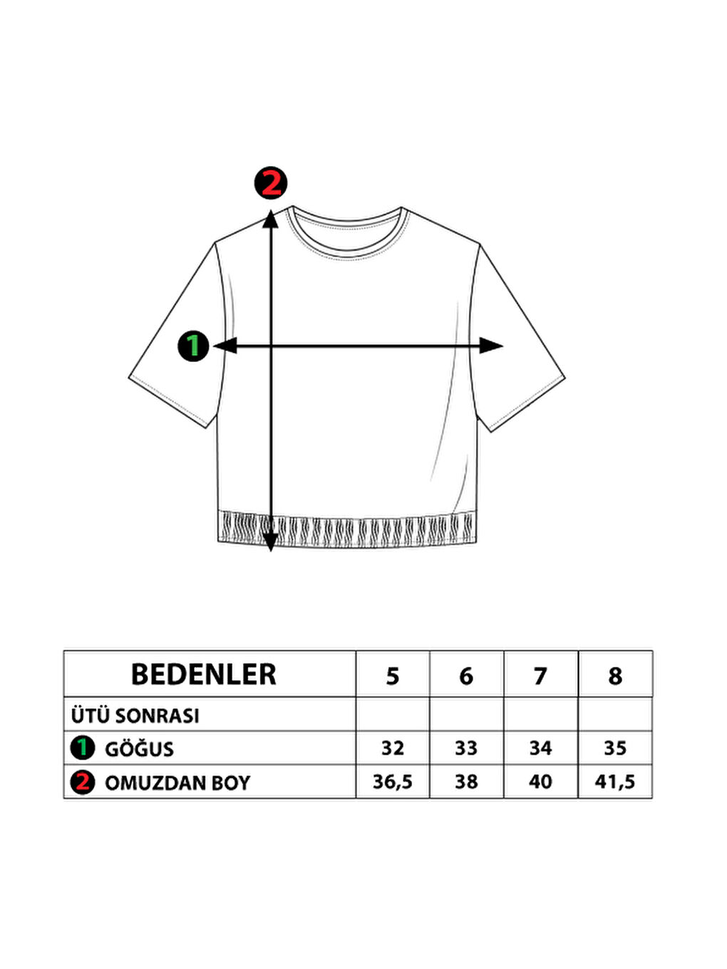 Mercan Kız Çocuk Crop Model Cebi Reflektör Detaylı Baskılı Tişört-1