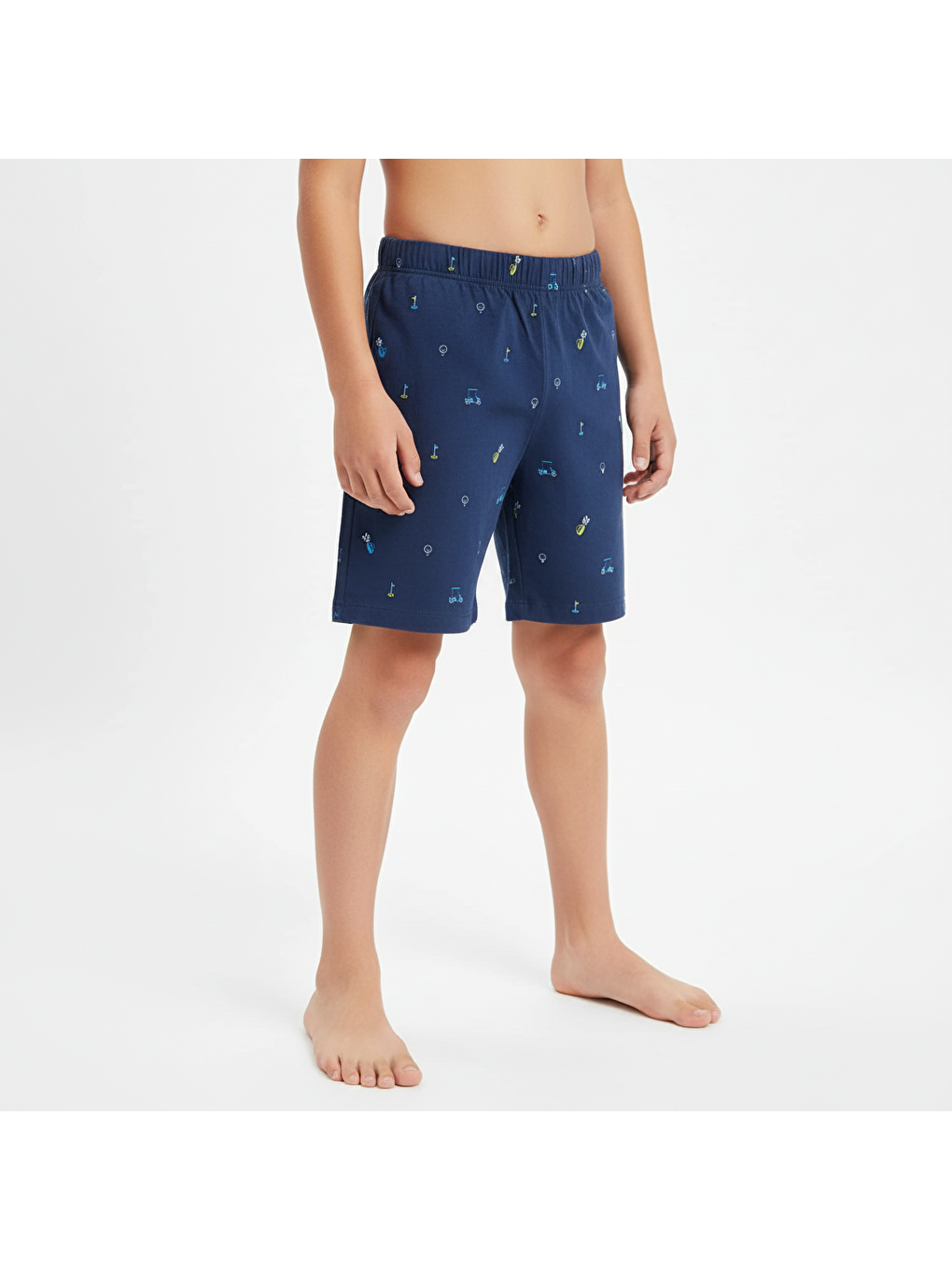 Erkek Çocuk Lacivert Mavi Renk Baskılı Şortlu Takım Bb2132-9