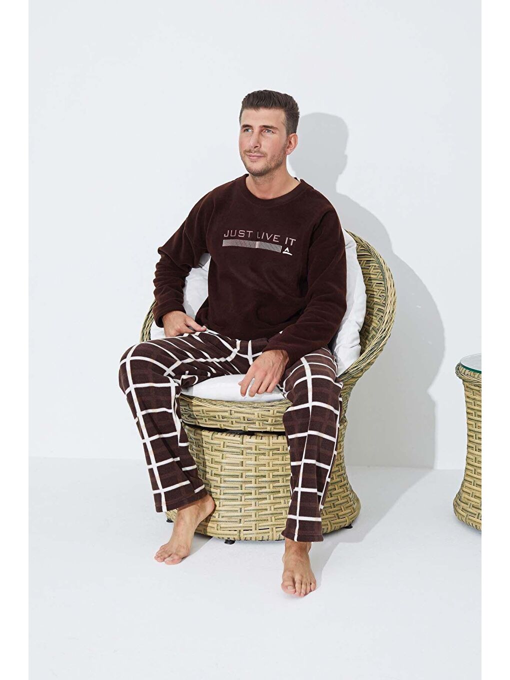 Kahverengi Polar Pijama Takim 8856 -18