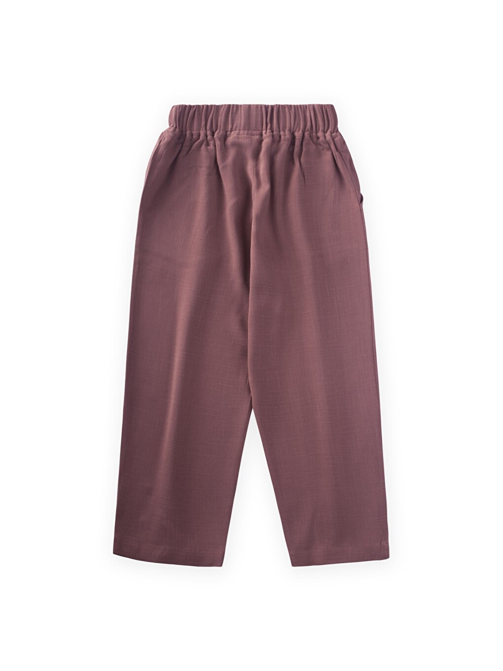 Paça Ve Belden Kapalı A Pile Keten Pantolon 2-7 Yaş Mürdüm-1