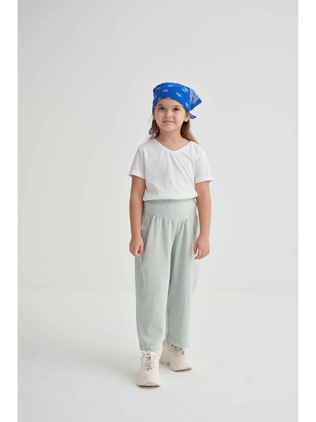 Pileli Bol Pantolon 2-7 Yaş Mint Yeşili