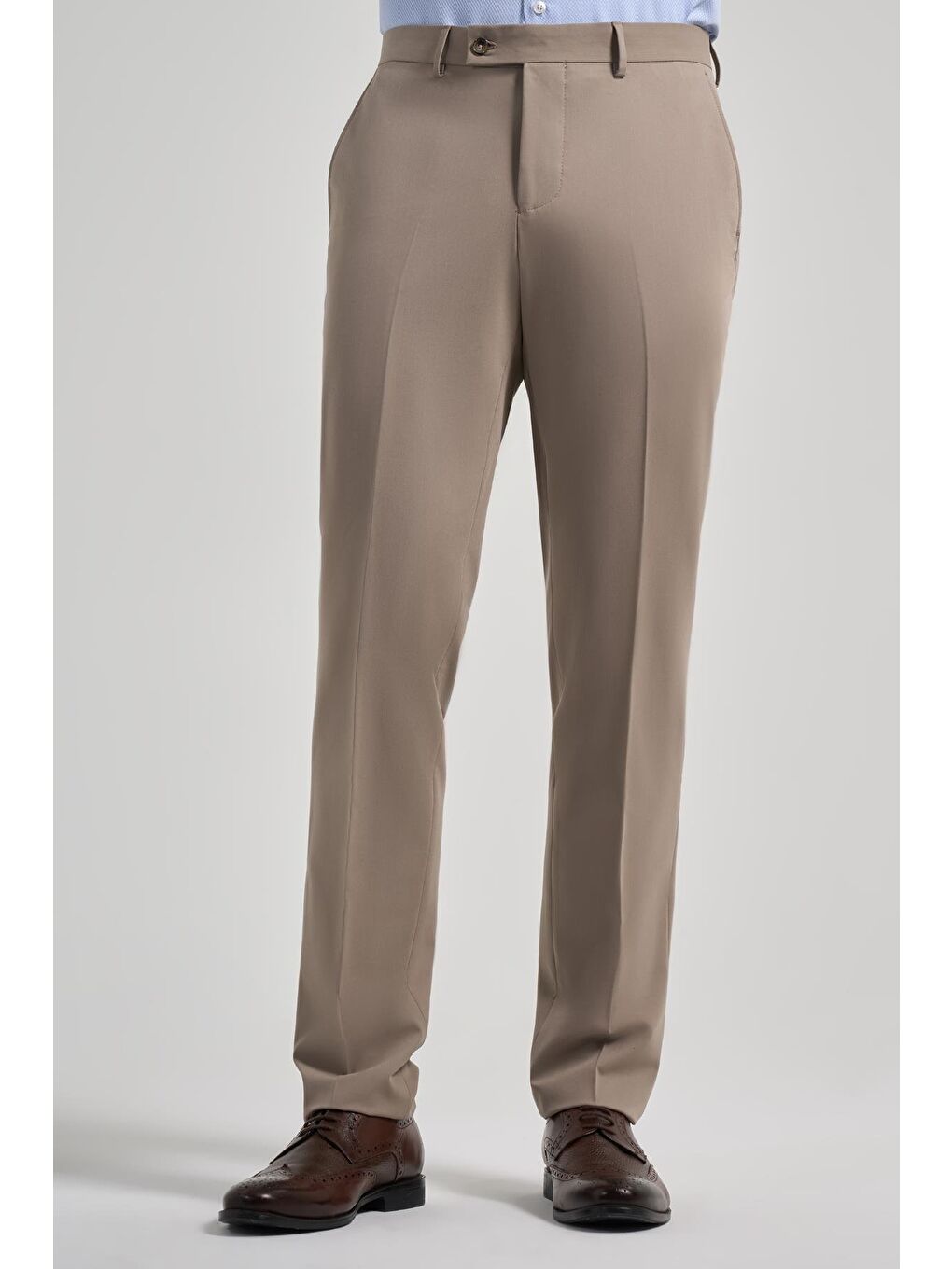 Kahverengi Koyu Vizon Esnek Yandan Cepli Comfort Fit Classic Pantolon 1003250159