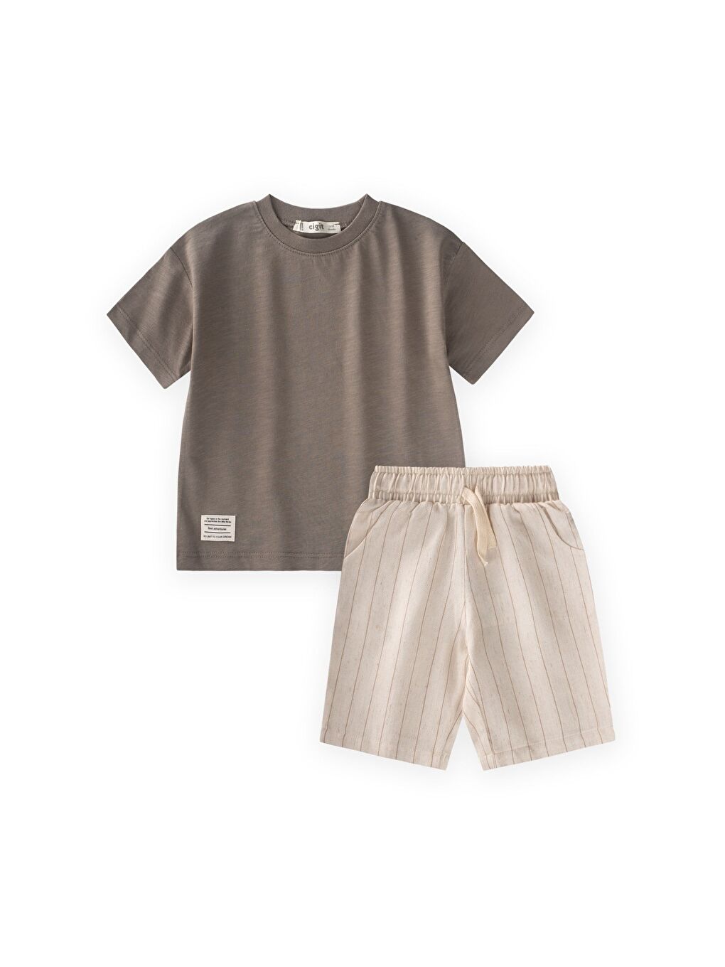 Bej Çizgili Kapri Takım 1-7 Yaş Vizon
