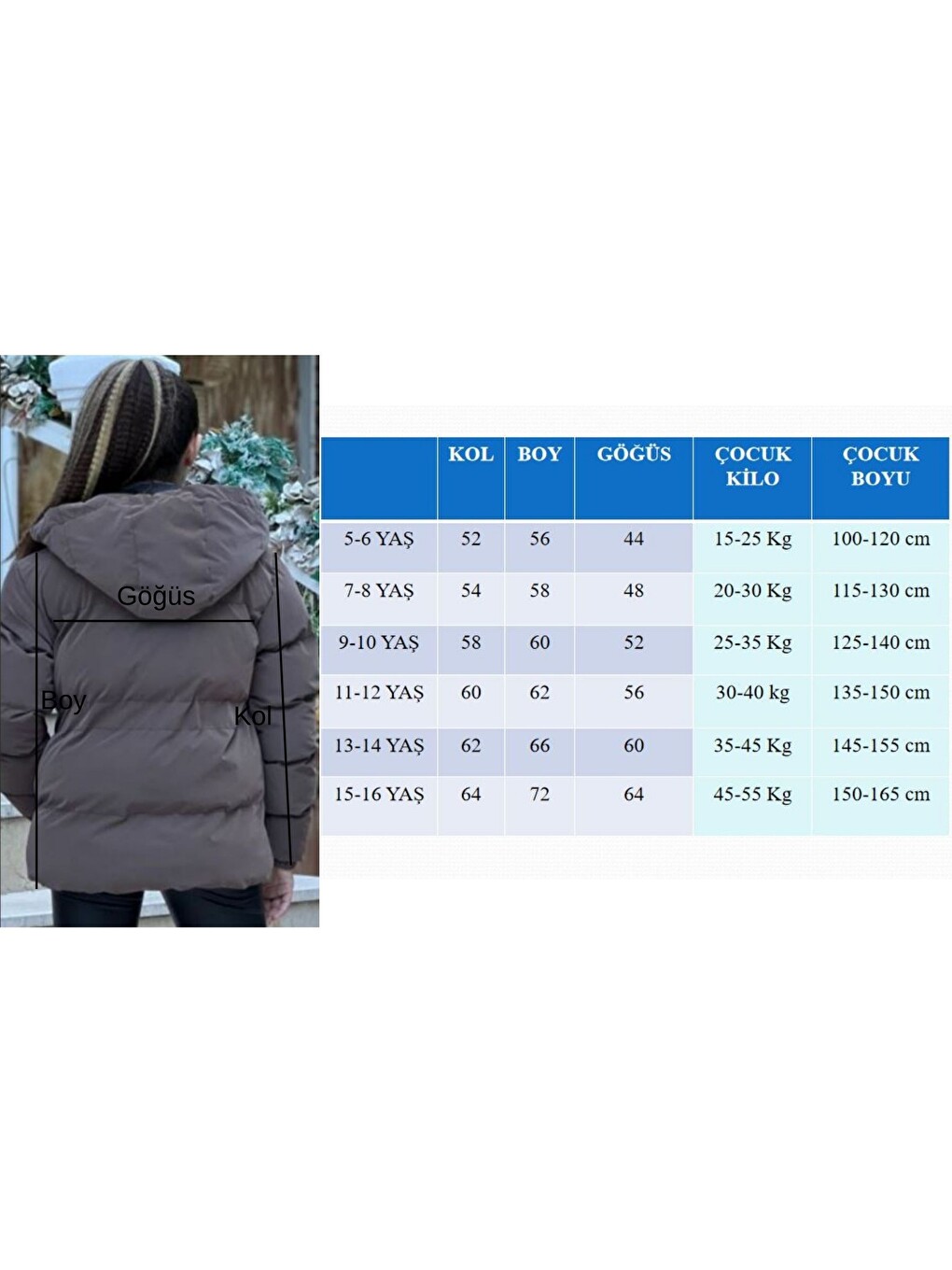 Yeşil Kız Çocuk Nova Kumaş Kapüşonlu Cepli Beli Lastikli Büzgülü Su Geçirmez Kışlık Mont Km4013-7