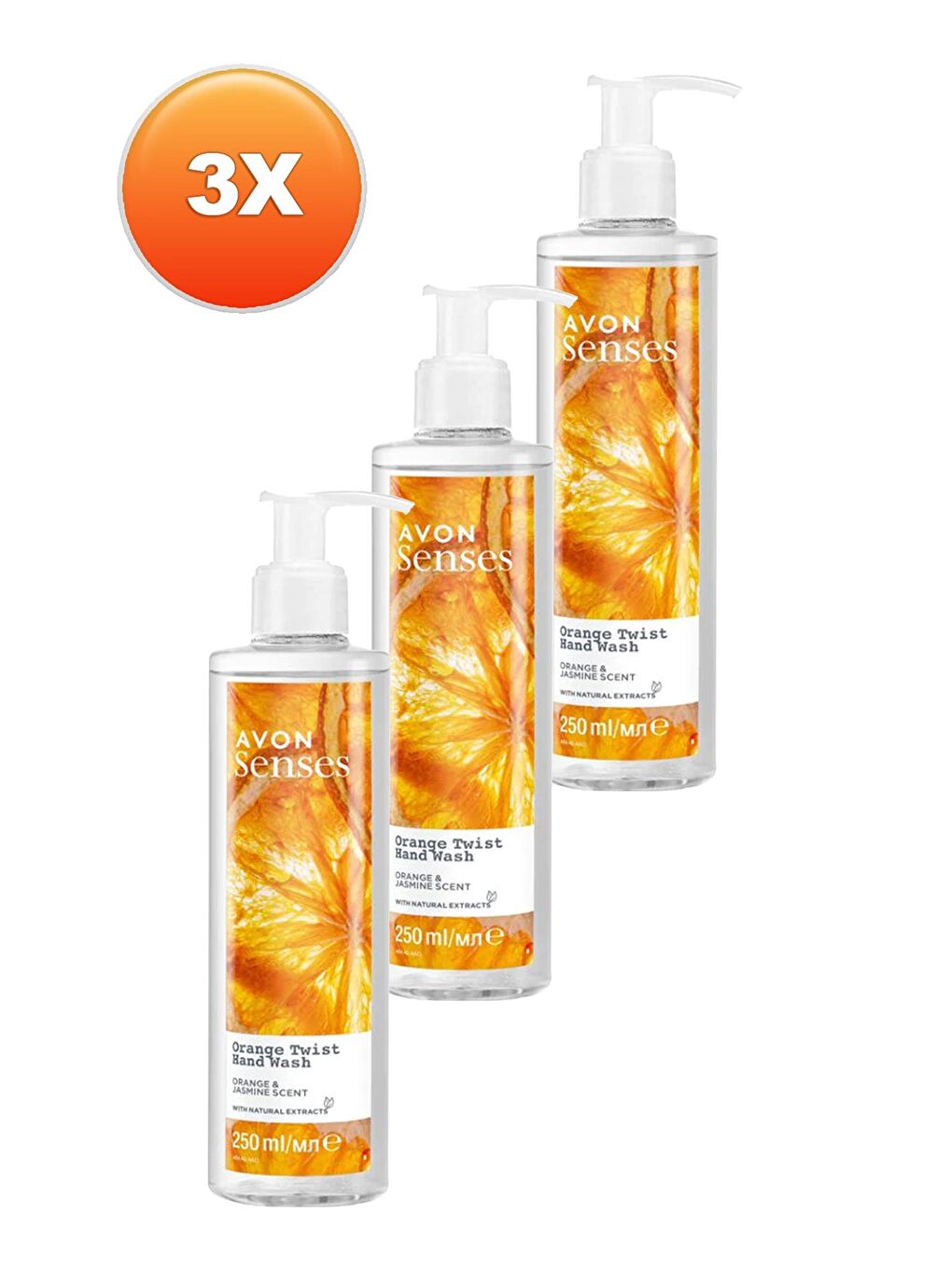 AVON Renksiz Senses Orange Twist Portakal ve Yasemin Kokulu Sıvı El Sabunu 250 Ml. Üçlü Set - 1