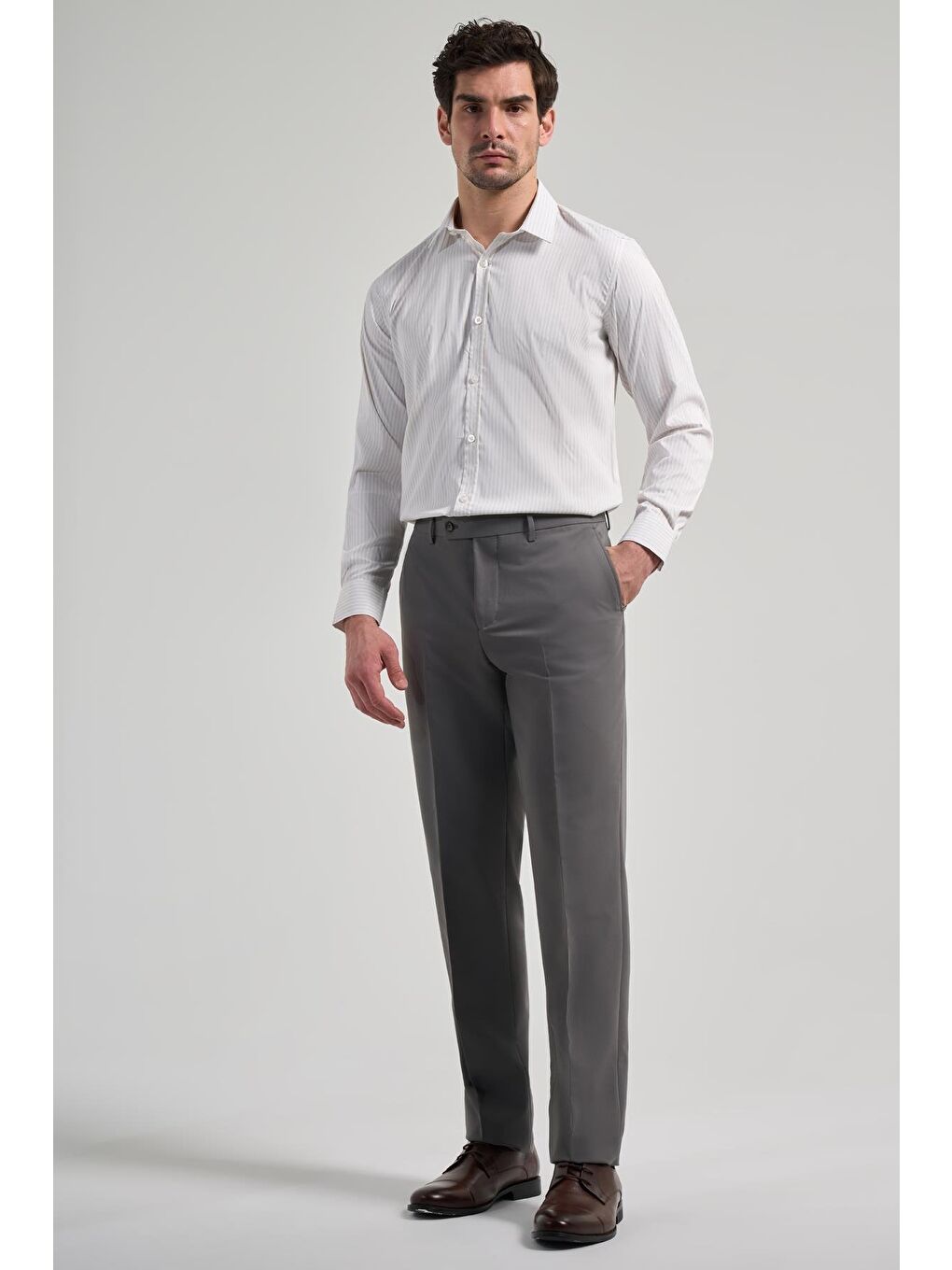 Koyu Antrasit Esnek Yandan Cepli Comfort Fit Classic Pantolon 1003250159-1