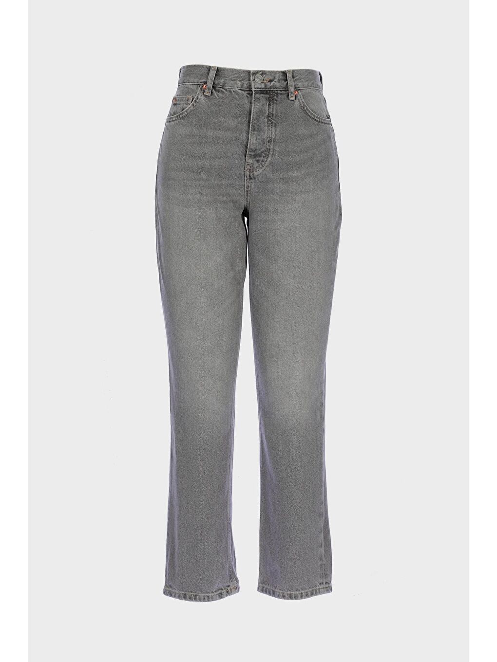 Sydney Gri Yüksek Bel Patı Düğmeli Slim Straight Jean Pantolon C 4529-067