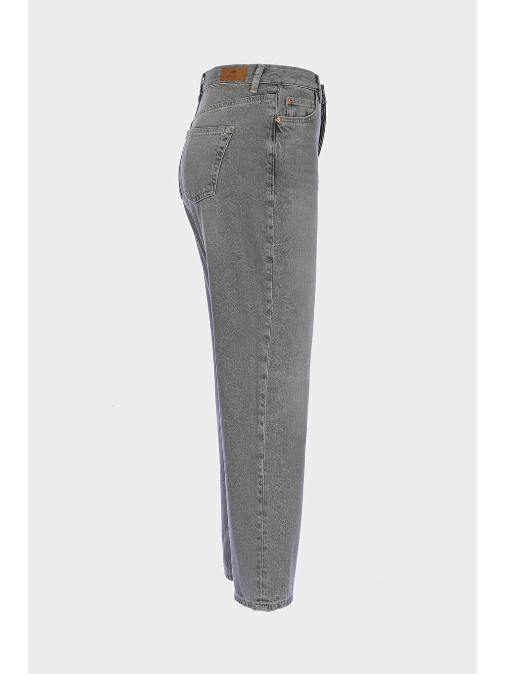 Sydney Gri Yüksek Bel Patı Düğmeli Slim Straight Jean Pantolon C 4529-067-3