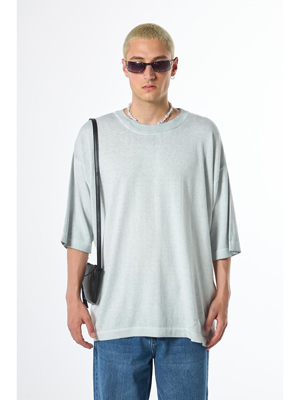 VAMOSCLO Açık Gri YIKAMALI OVERSIZE T-SHIRT AÇIK GRİ