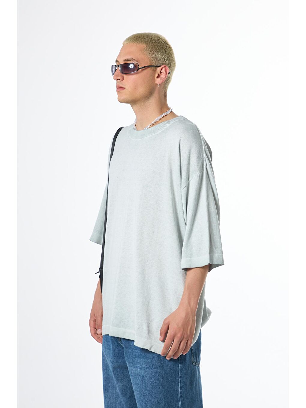 VAMOSCLO Açık Gri YIKAMALI OVERSIZE T-SHIRT AÇIK GRİ - 1