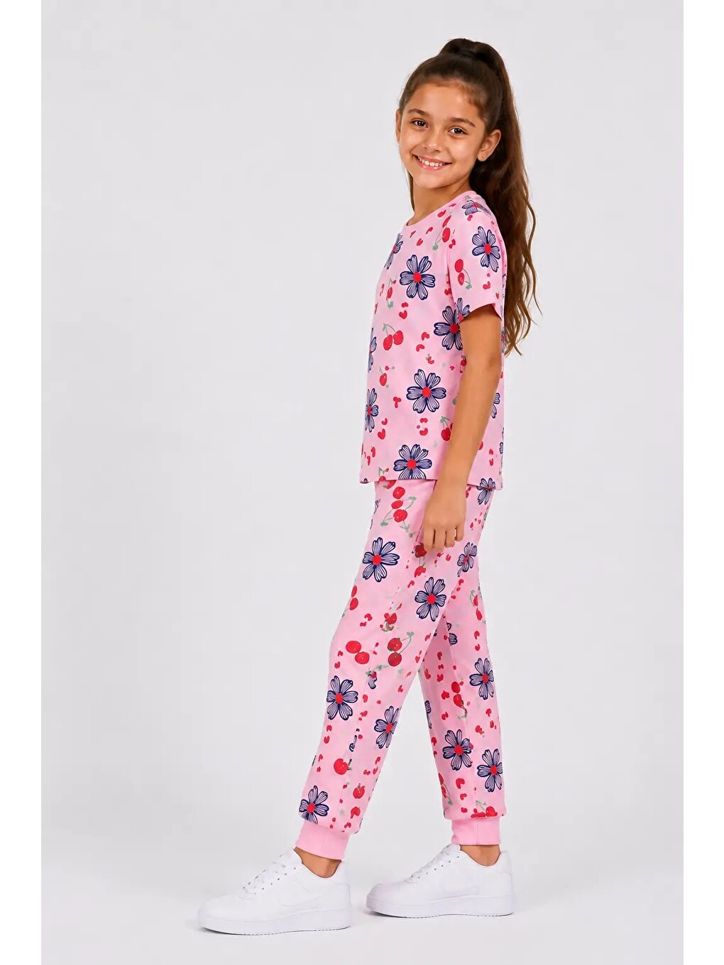 Pembe Desenli Kız Çocuk Pijama Takımı 91201-1