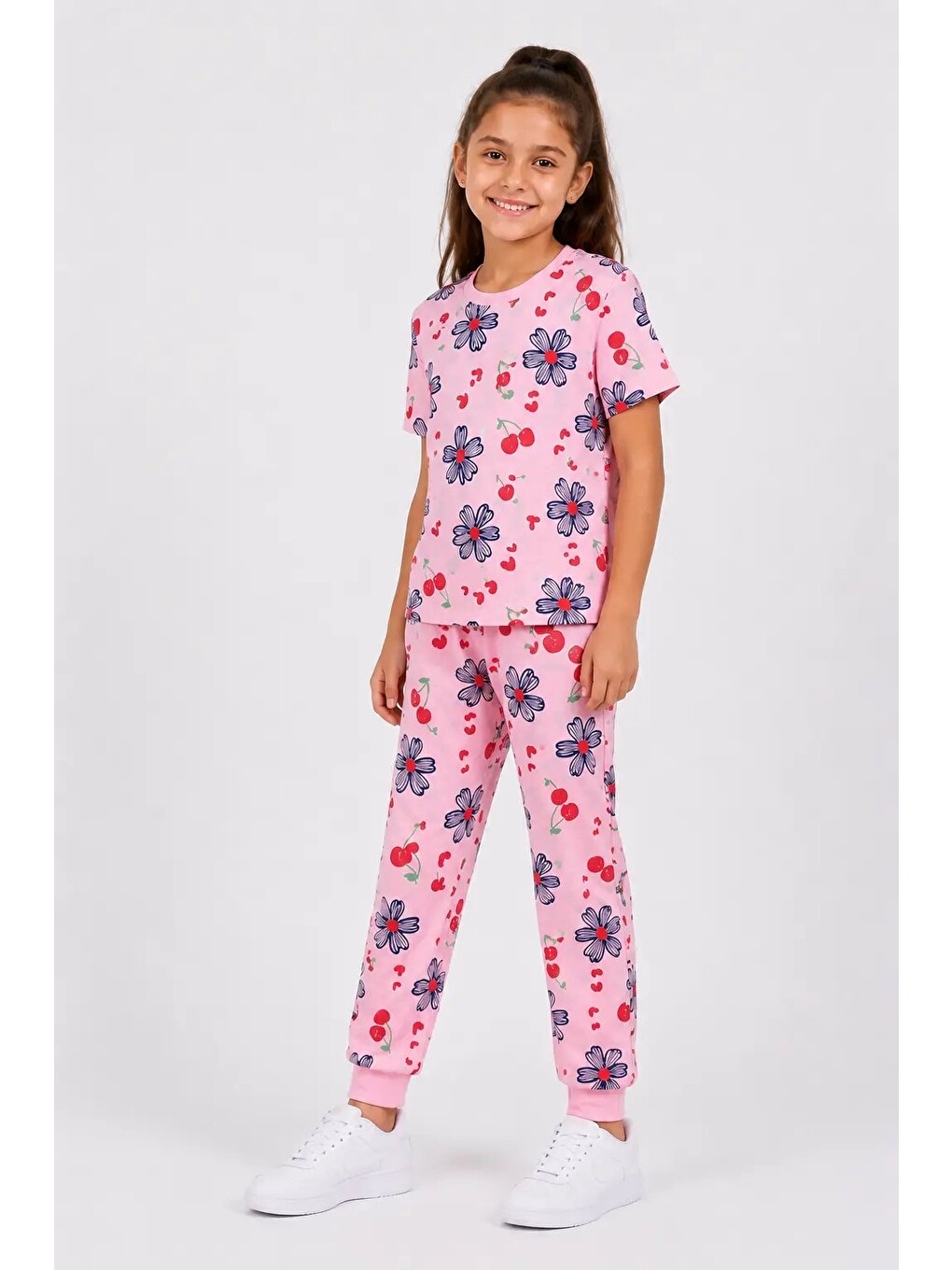 Pembe Desenli Kız Çocuk Pijama Takımı 91201-3