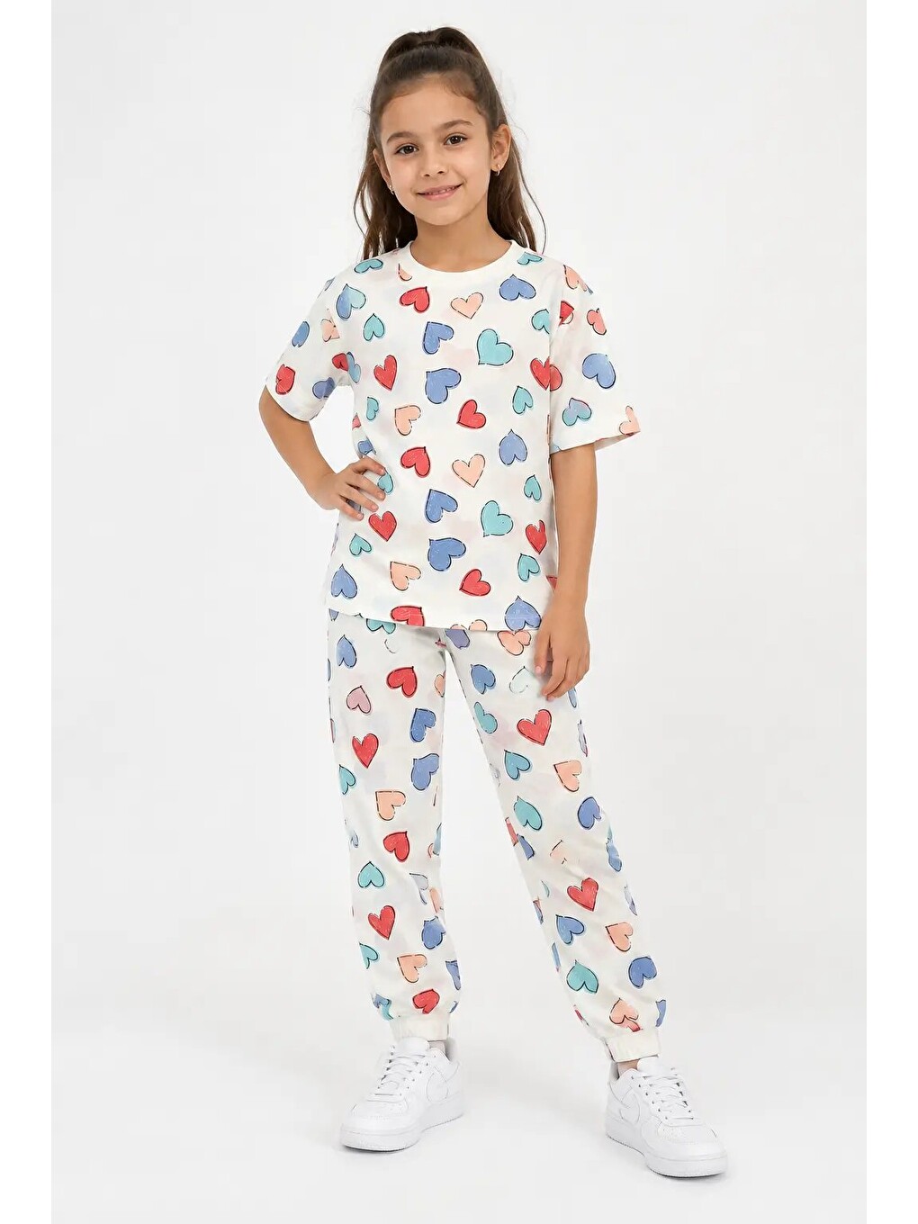 Mavi Desenli Kız Çocuk Pijama Takımı 91201