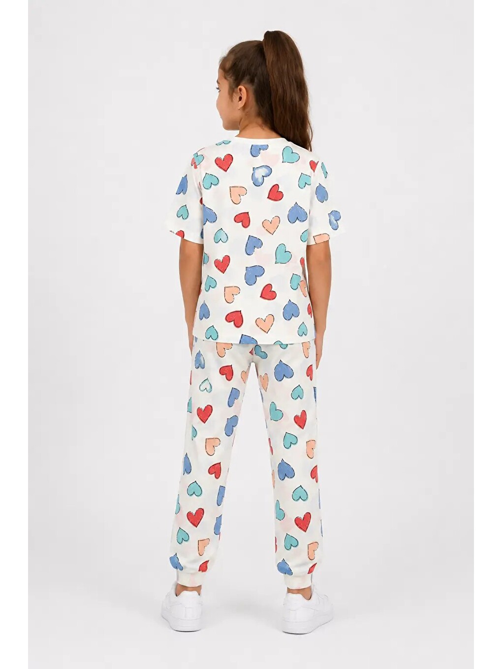 Mavi Desenli Kız Çocuk Pijama Takımı 91201-1
