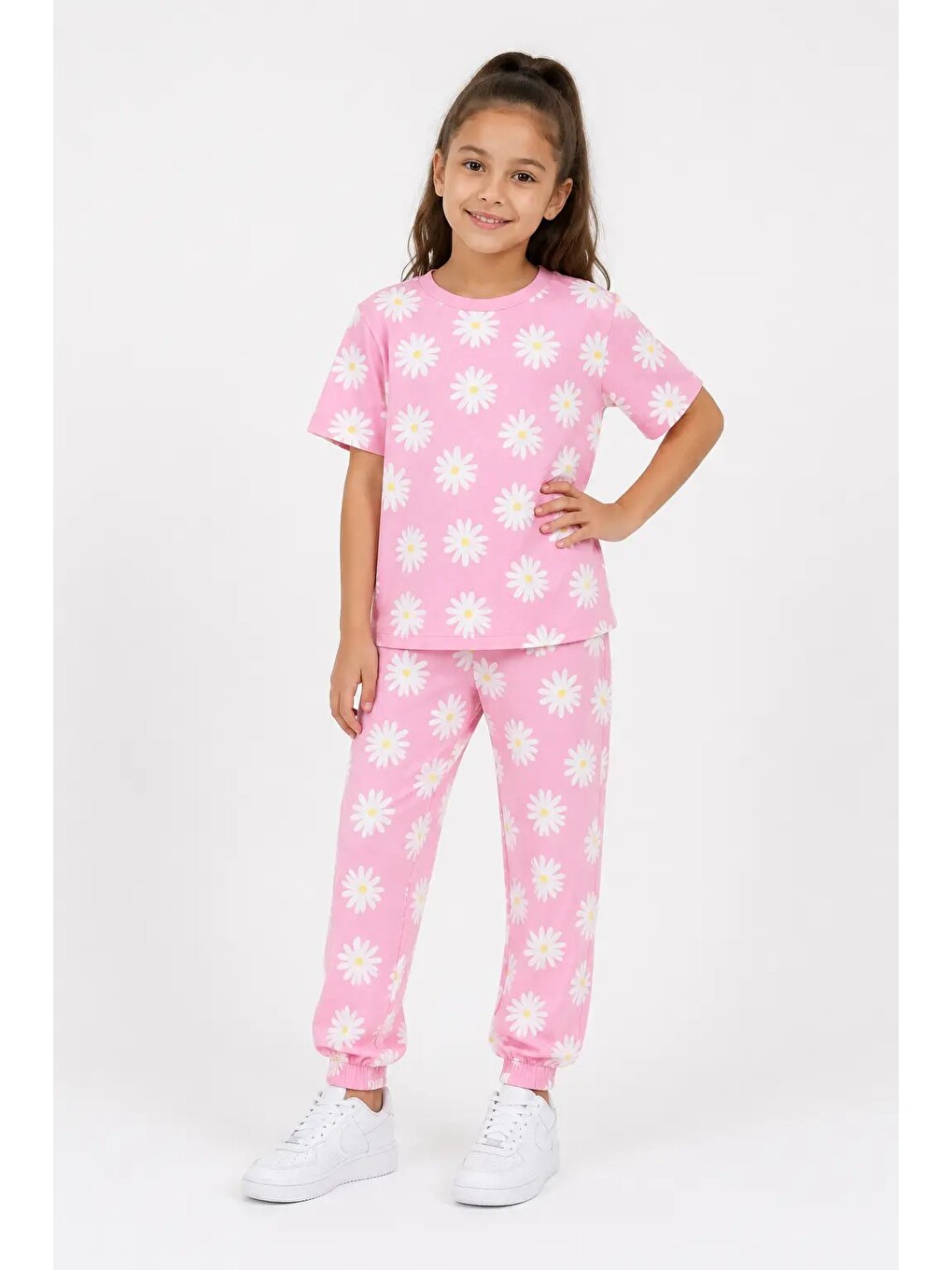 Pembe Desenli Kız Çocuk Pijama Takımı 91201-2