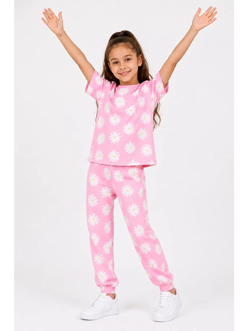 Pembe Desenli Kız Çocuk Pijama Takımı 91201-3