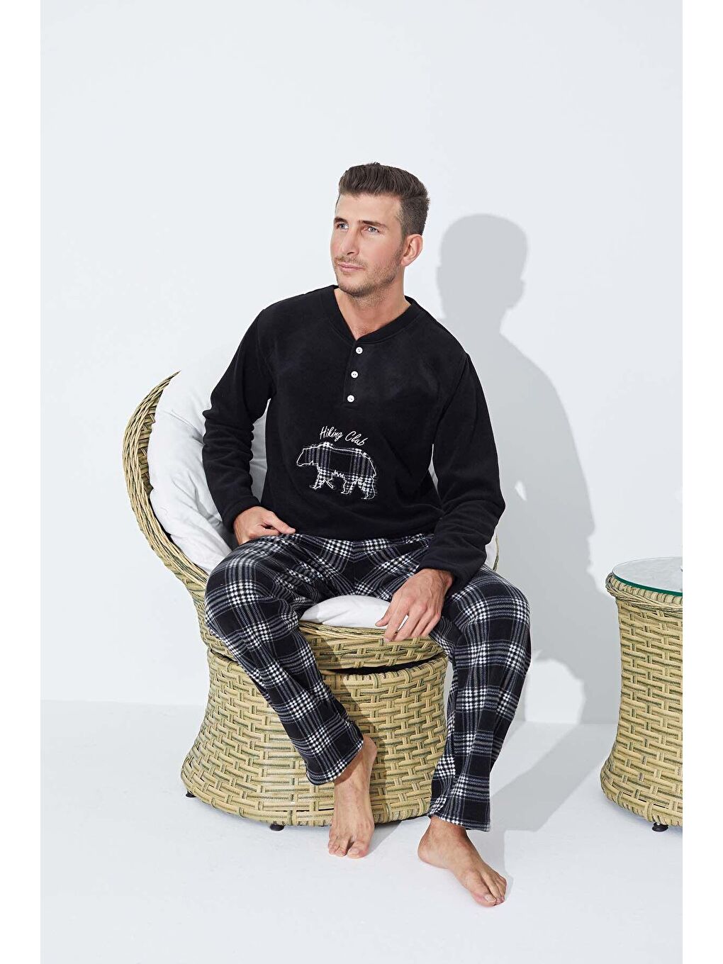 Siyah Polar Pijama Takim 8856 -1