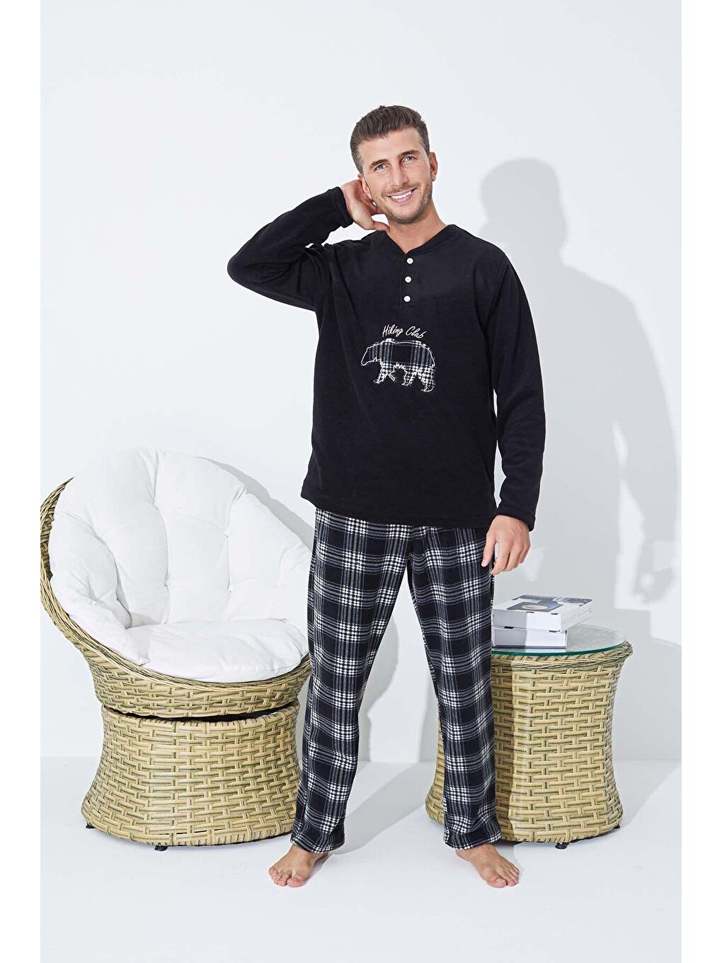 Siyah Polar Pijama Takim 8856 -1-1