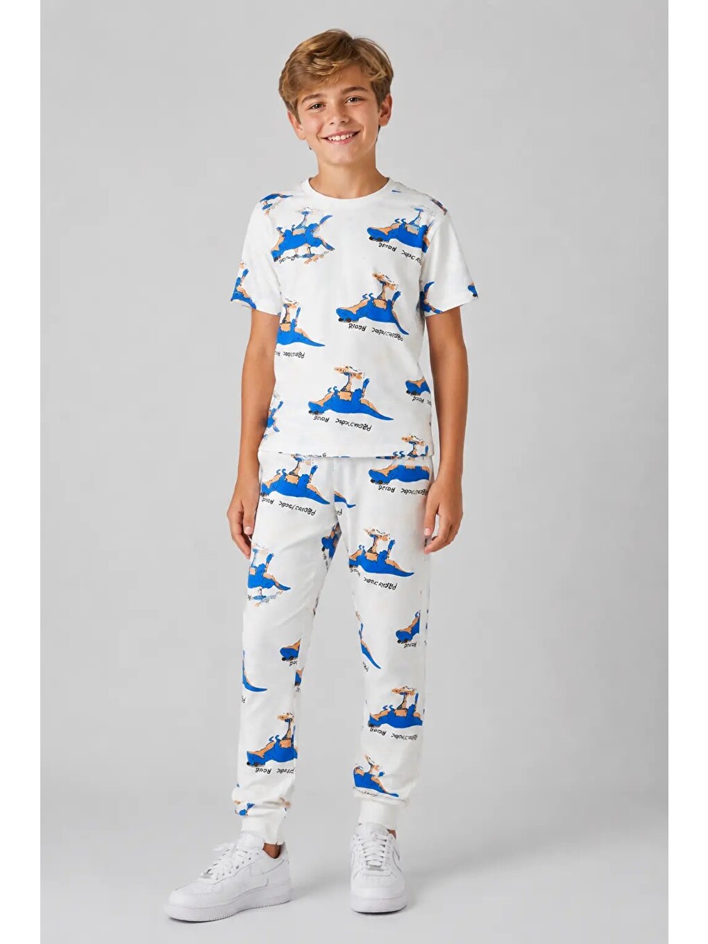 Mavi Desenli Erkek Çocuk Pijama Takımı 91101