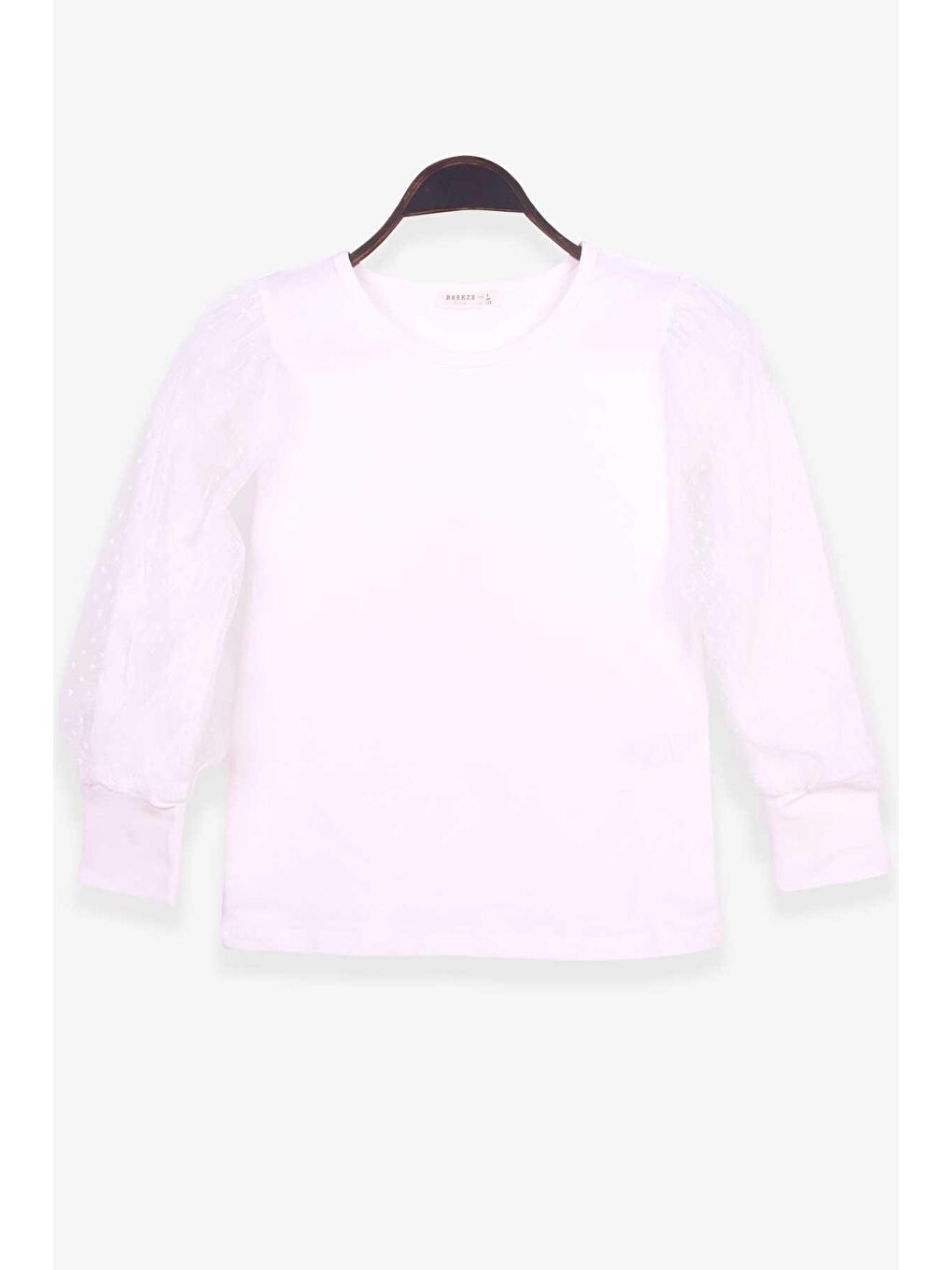 Kız Çocuk Bluz Kolları Tül Detaylı Ekru (8-12 Yaş)-4