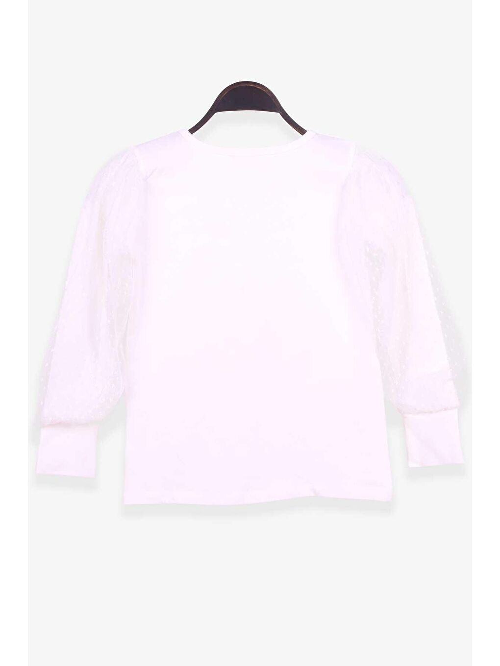 Kız Çocuk Bluz Kolları Tül Detaylı Ekru (8-12 Yaş)