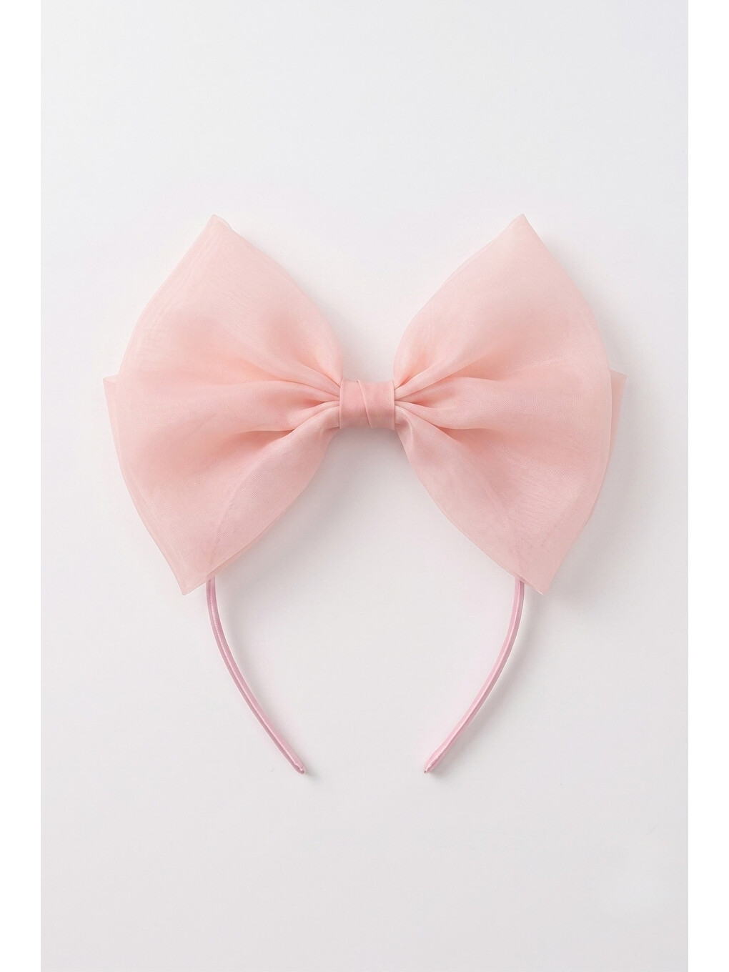 Pembe Pudra Organze Fiyonklu Kız Çocuk Taç