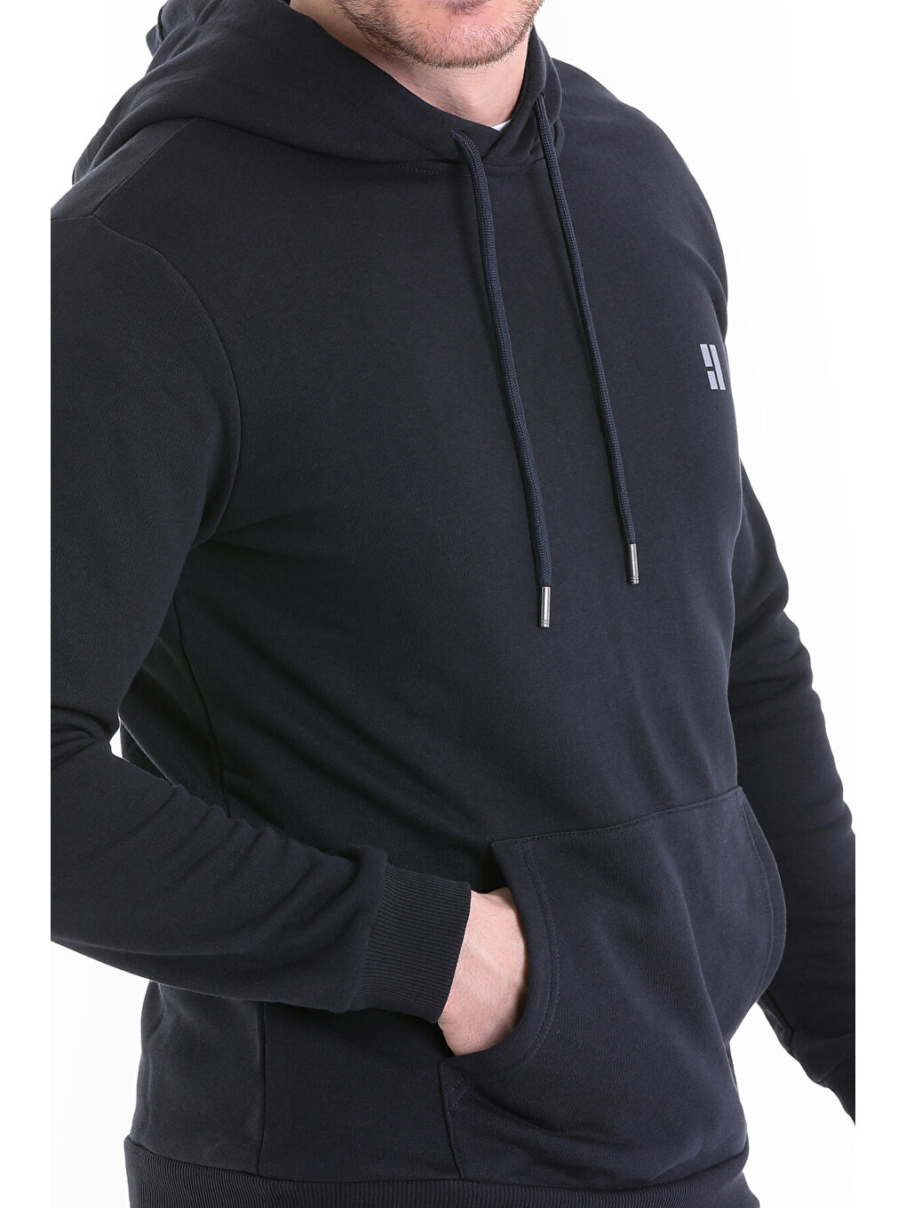 Hatemoğlu Lacivert Regular Fit Düz Pamuklu Kapüşonlu Kanguru Cepli Sweatshirt - 4