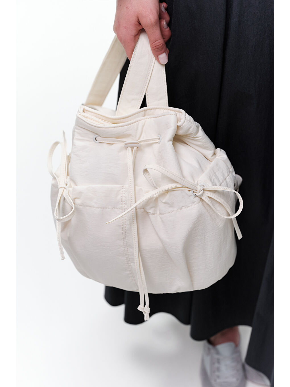 Bej Büzgü Detaylı Sırt Çantası Vanilya-3