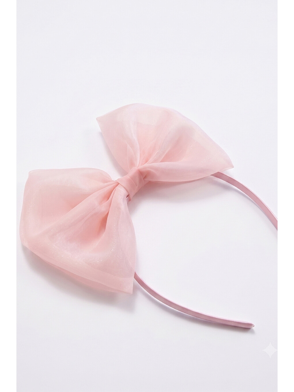Pembe Pudra Organze Fiyonklu Kız Çocuk Taç-1