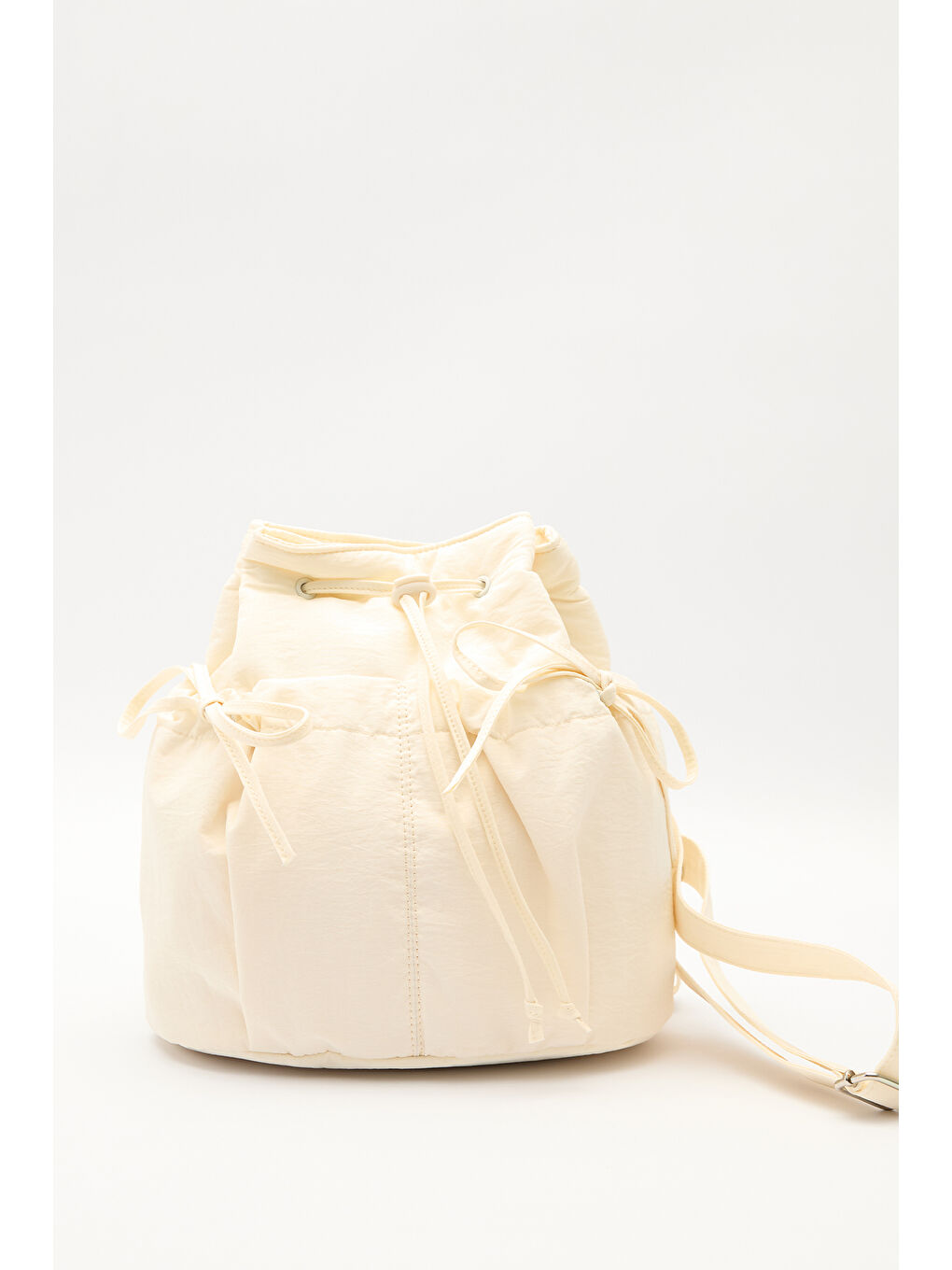 Bej Büzgü Detaylı Sırt Çantası Vanilya-4