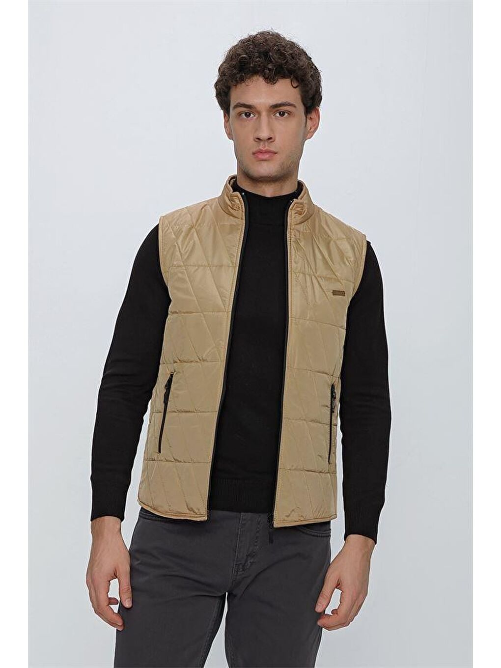 İMZA Kahverengi Camel Dik Yaka Kapitone Casual Şişme Yelek 1009225153
