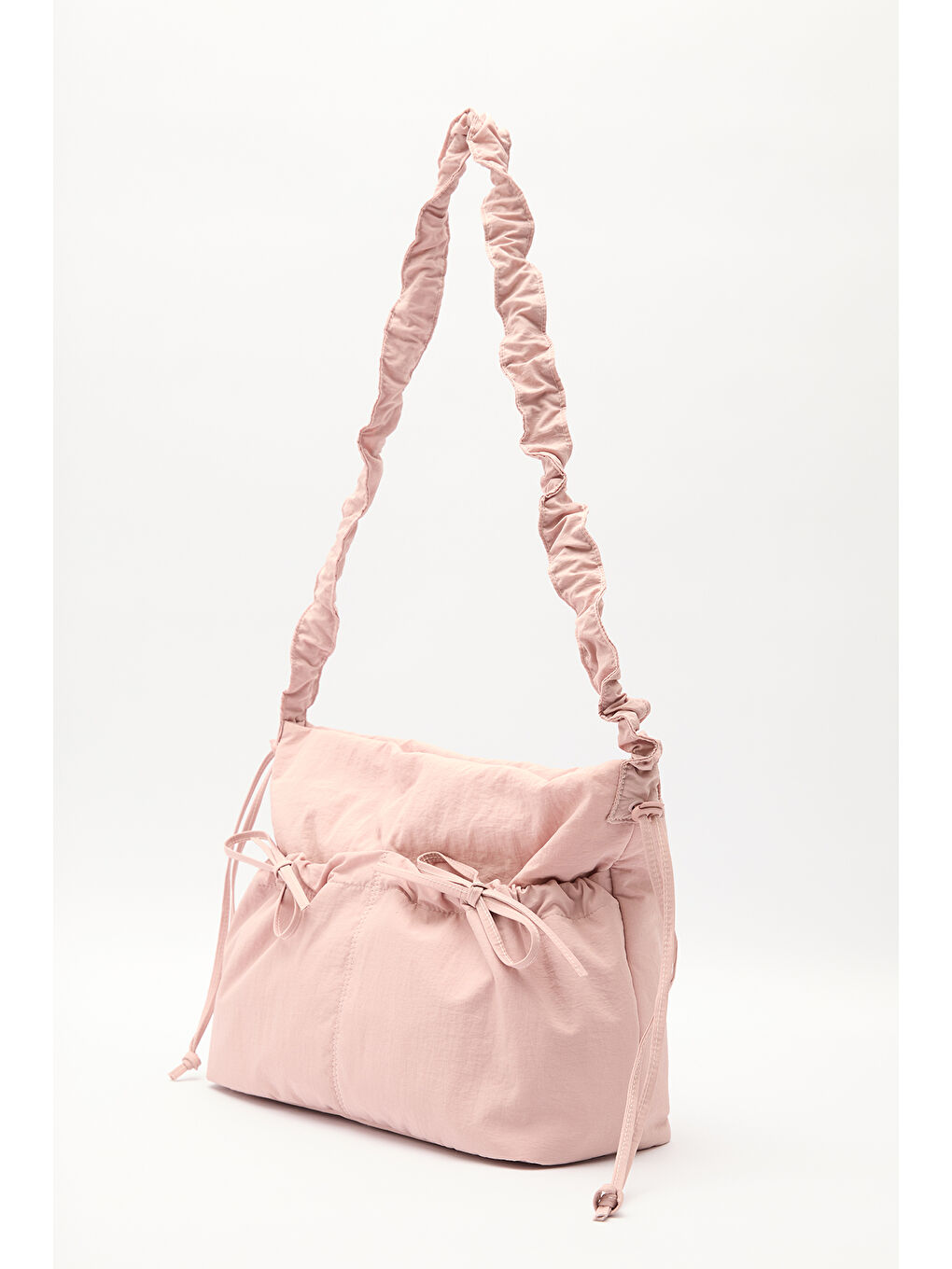 Büzgü Detaylı Tote Çanta Pembe-4