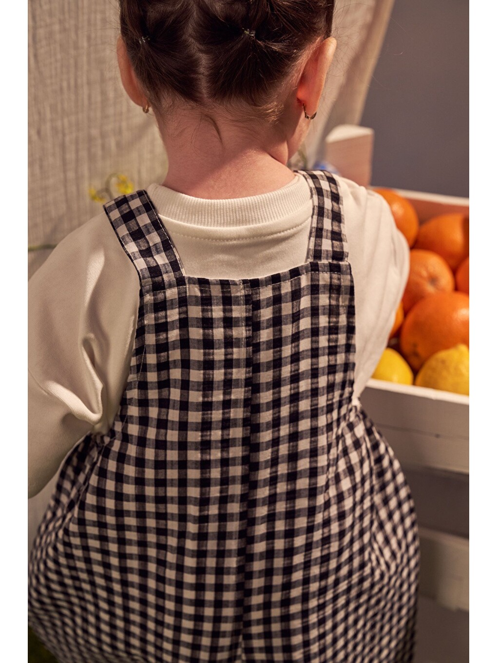 Siyah Daisy Picnic Serisi Cepli Salopet-2