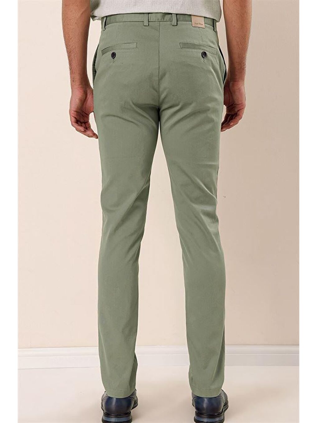 Koyu Yeşil Pamuklu Yandan Cepli Casual Slim Fit Chino Pantolon 1003230103-3