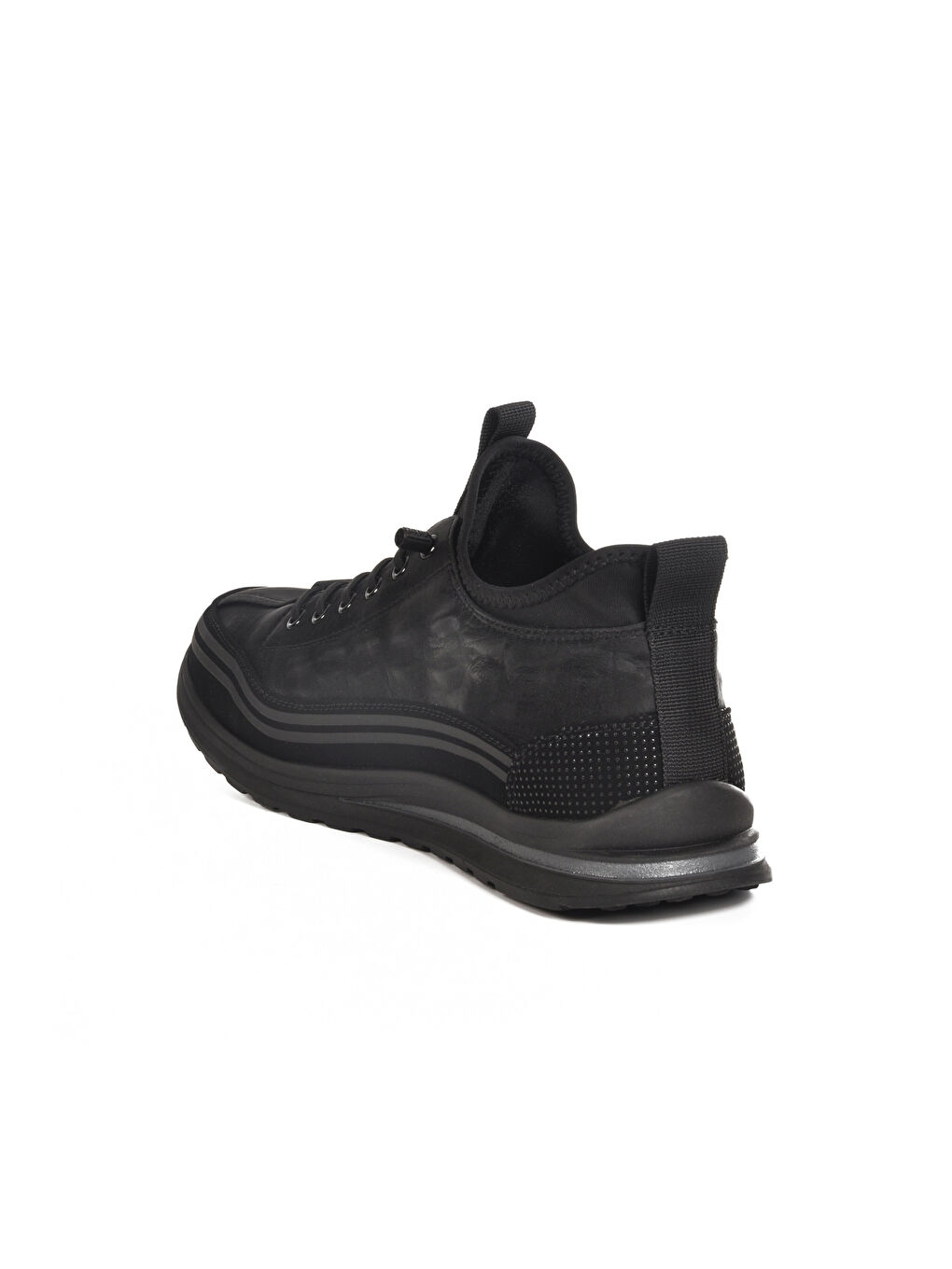 Siyah Lastik Bağcıklı Erkek Sneaker 25K582 M-3