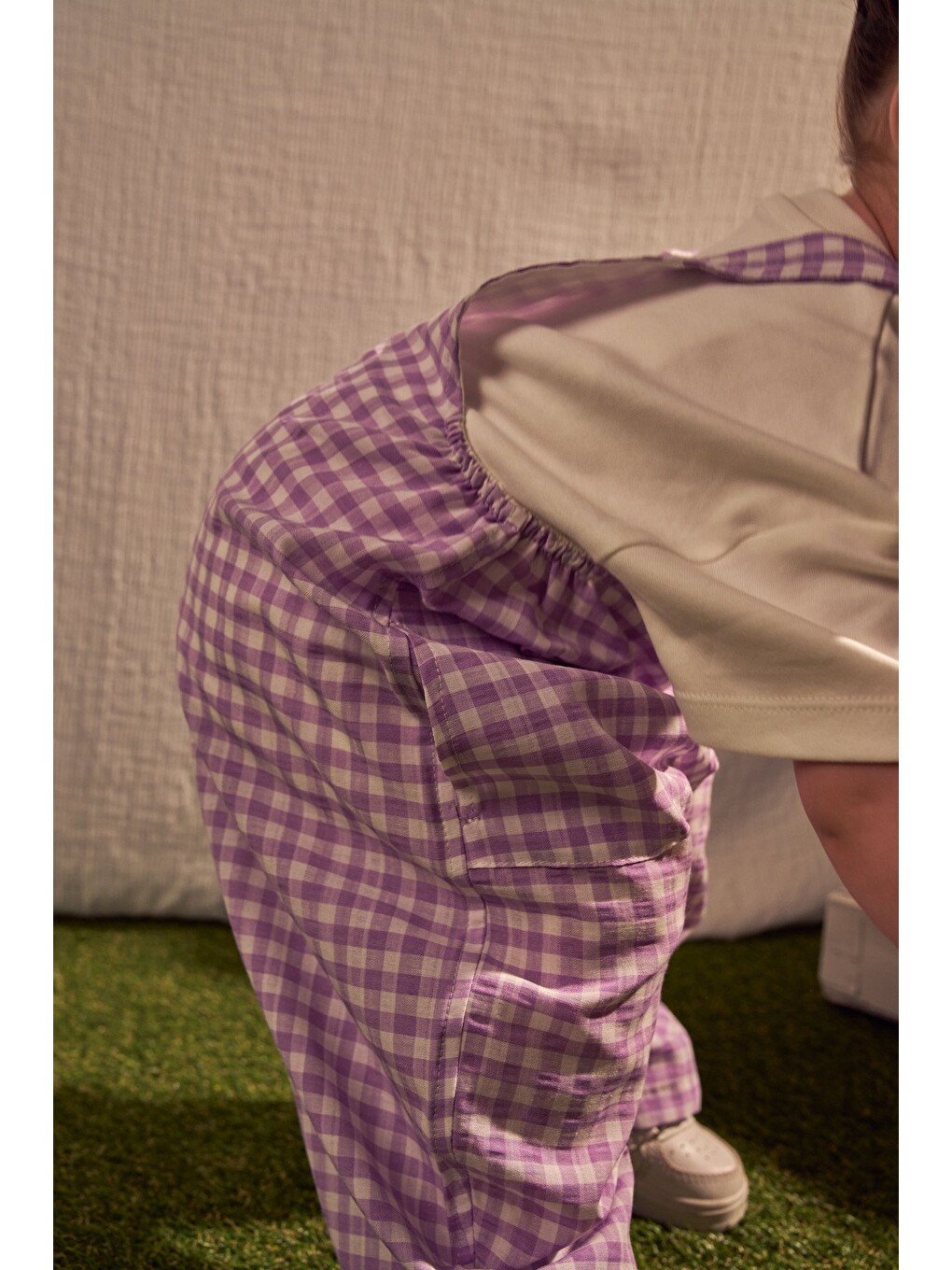 Lila Daisy Picnic Serisi Cepli Salopet-4